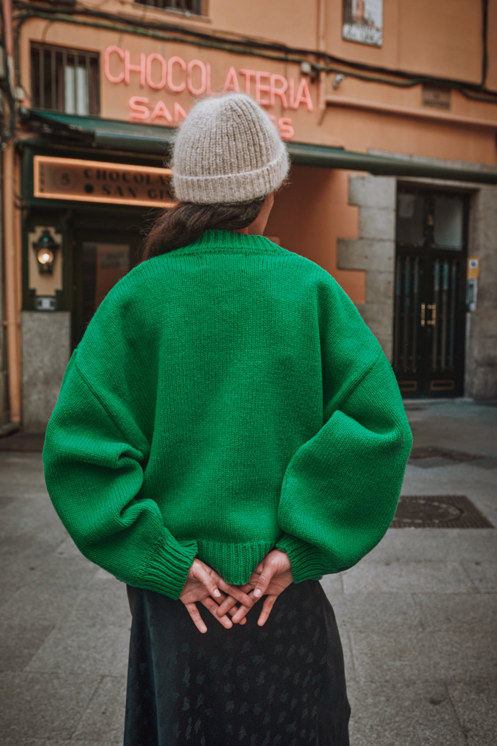 PAUL Beanie in Merino-Mohair Wool - Beige -100% cruelty- free and sustainable knitwear - L'envers 