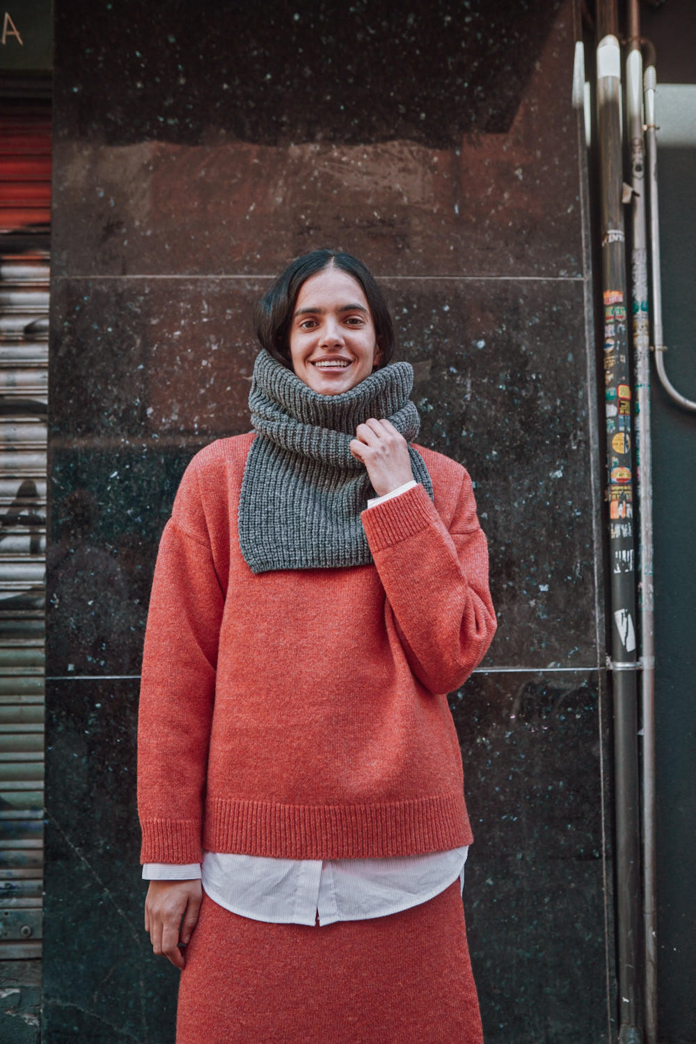 MARCELINA Hood in Merino Wool - Ash Grey