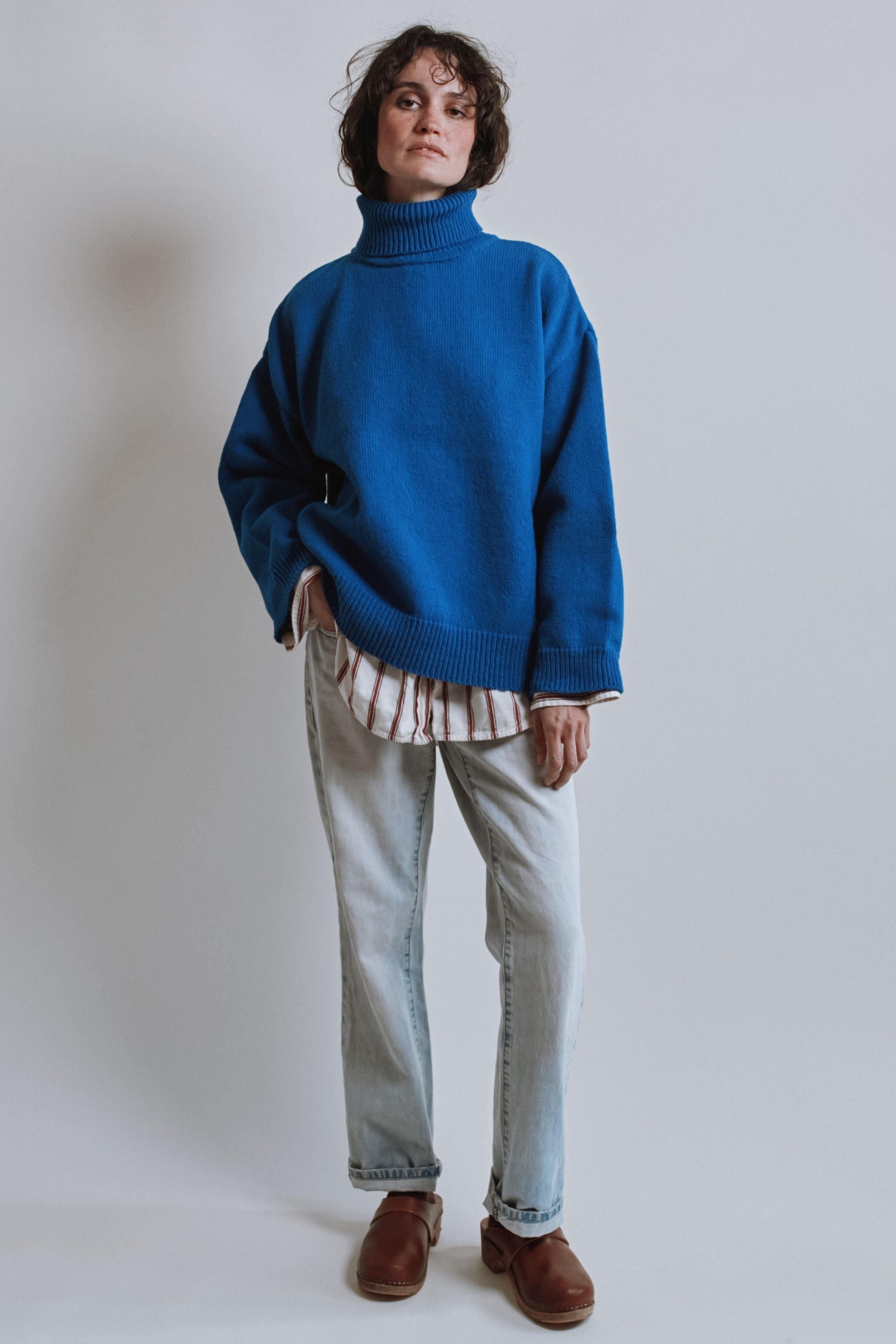 MICHELLE Lightweight Turtleneck Sweater in Merino Wool - Cobalt Blue