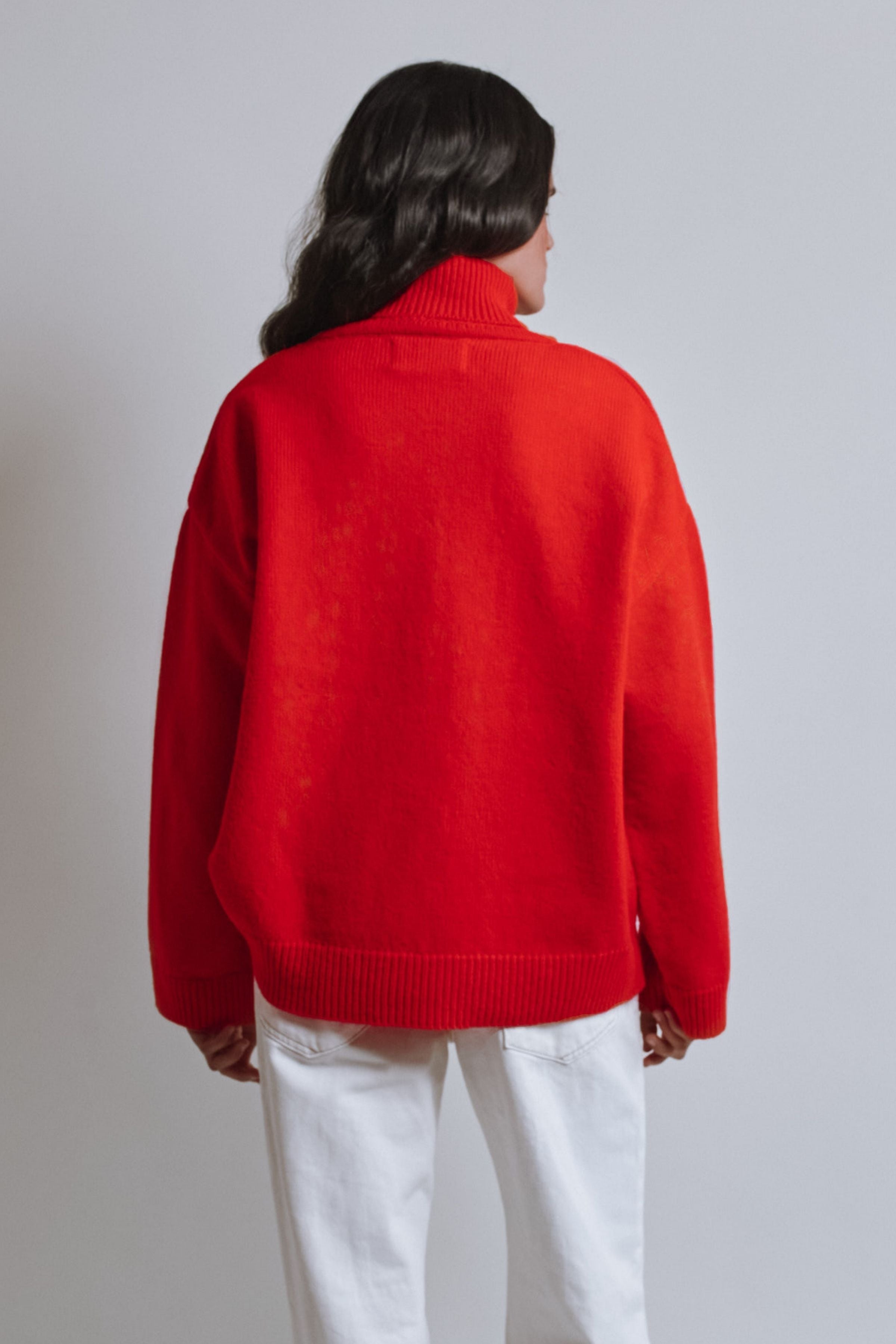 MICHELLE Lightweight Turtleneck Sweater in Merino Wool - Red
