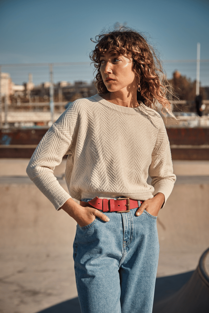 Nellie Sweater in off white - 100% Organic Cotton - L'Envers