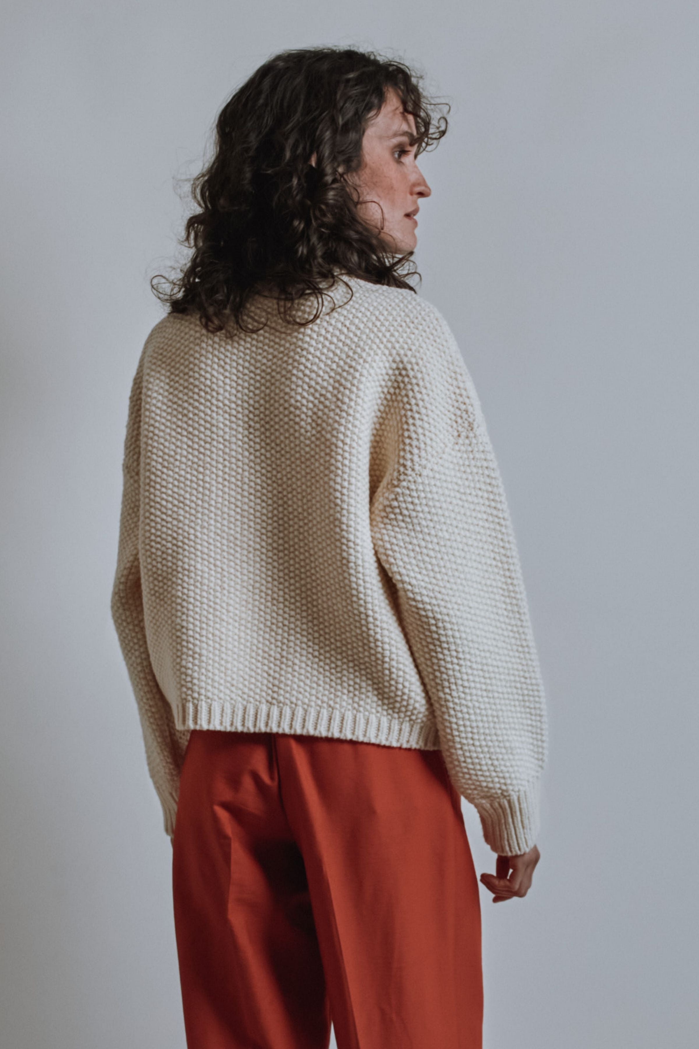 Pull irlandais torsadé en laine mérinos PAOLA - écru