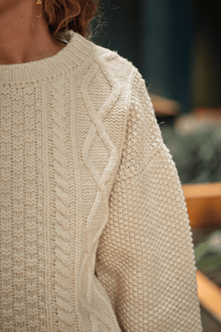 PAOLA Irish Cable Sweater in Merino Wool