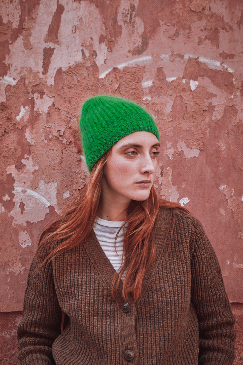 PAUL Beanie in Merino-Mohair Wool - Parrot Green
