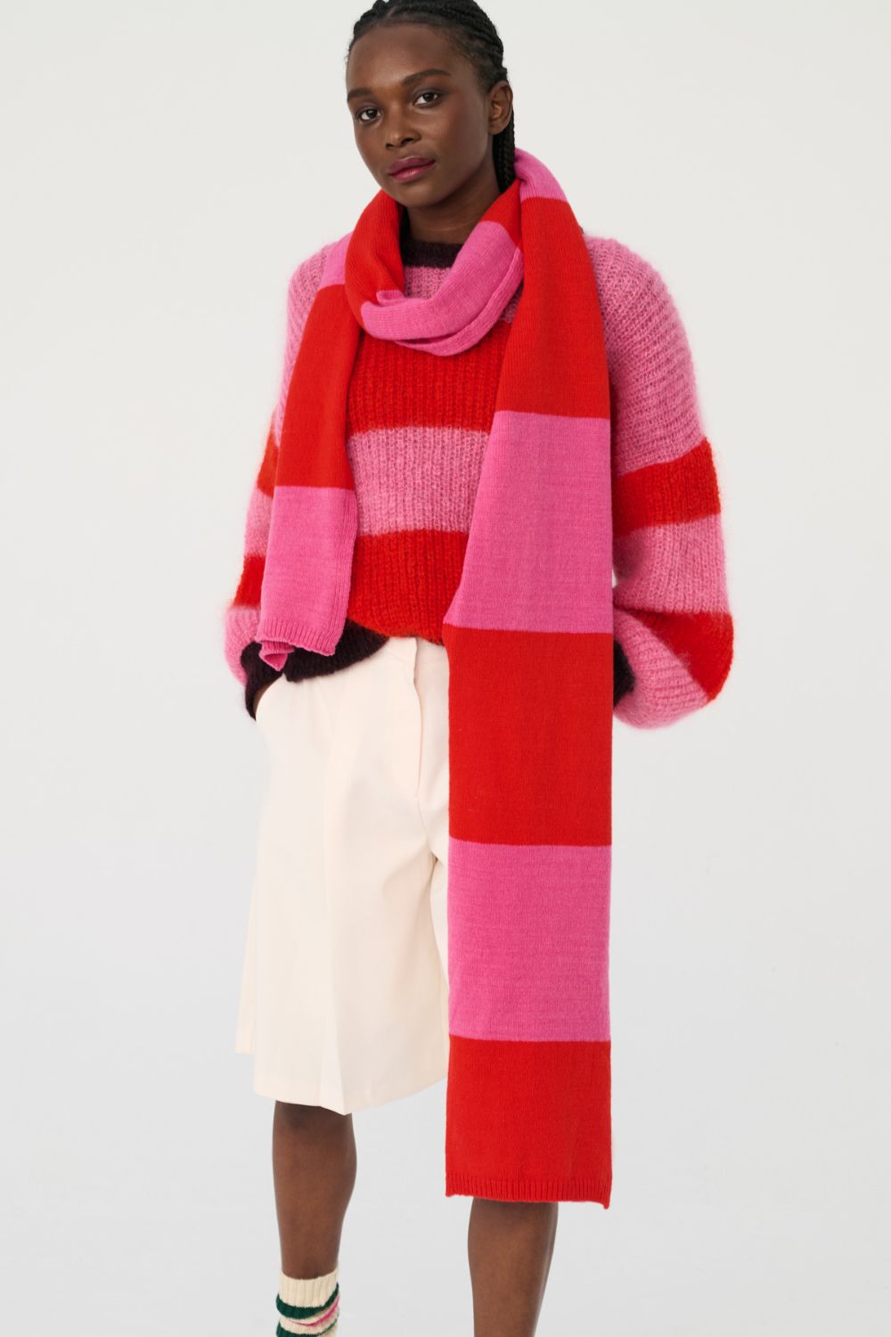 CLEMENCE Mega Scarf by Lucas du Tertre x L'Envers - Red-Pink