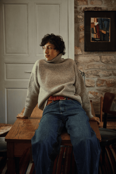 Beige Turtleneck Sweater - Thérèse | L'Envers