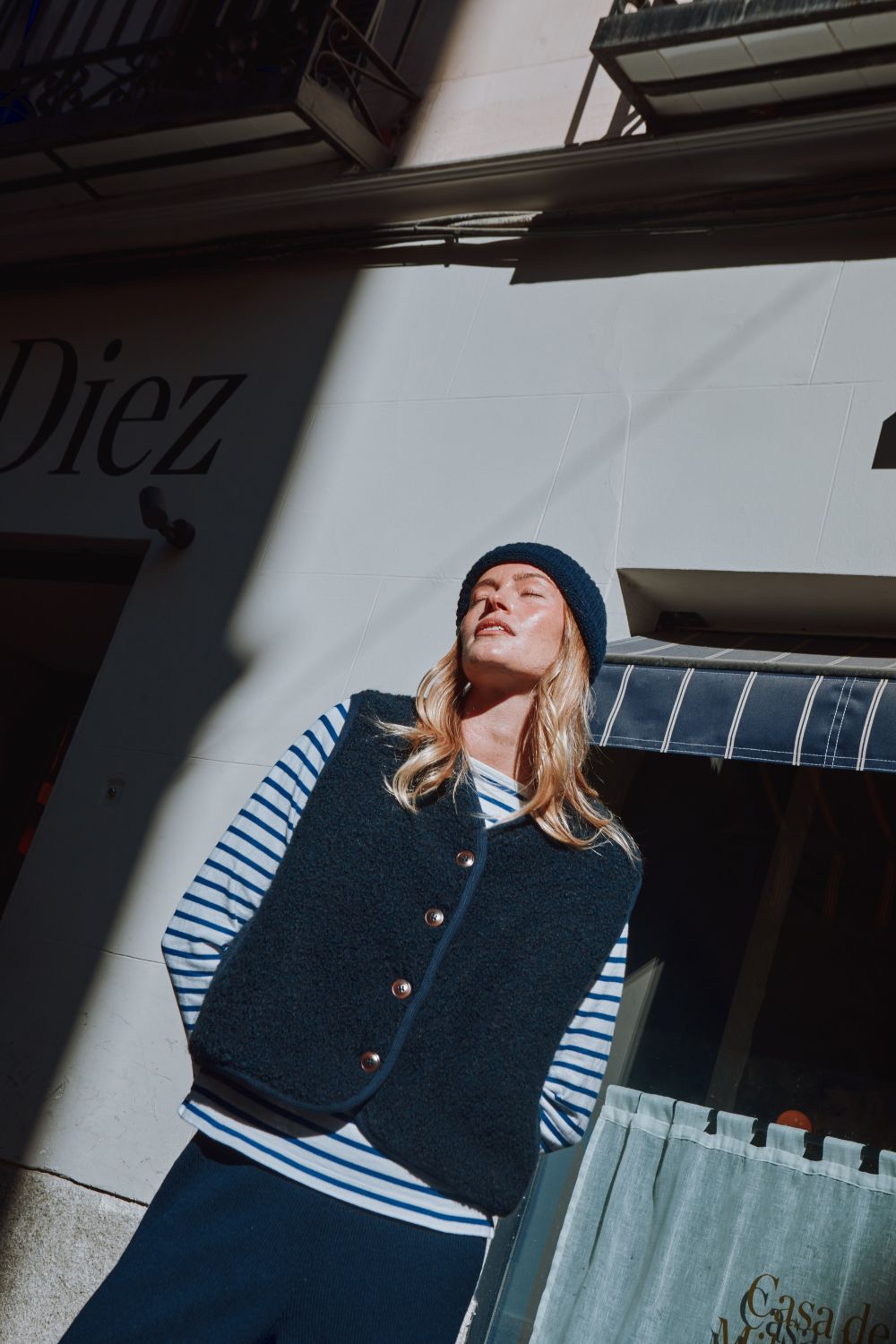 LUCE Shepherd's Vest in Curly Alpaca - Navy