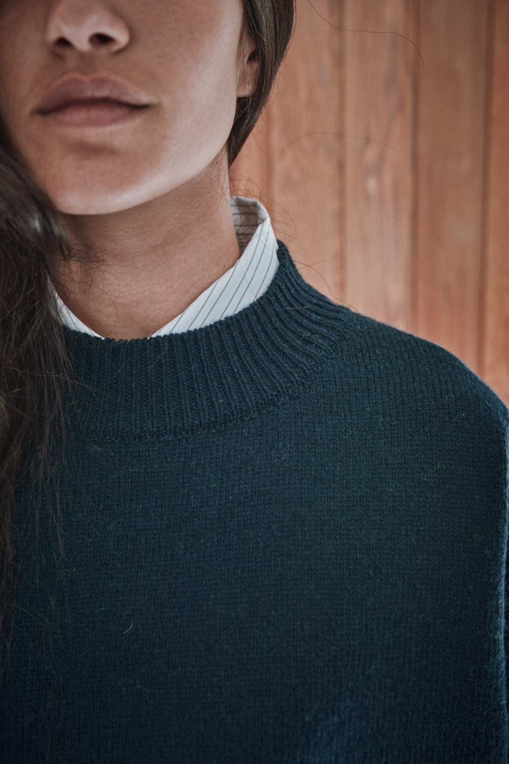 PERRINE Short Knit Dress in Merino Wool - Navy - L'Envers
