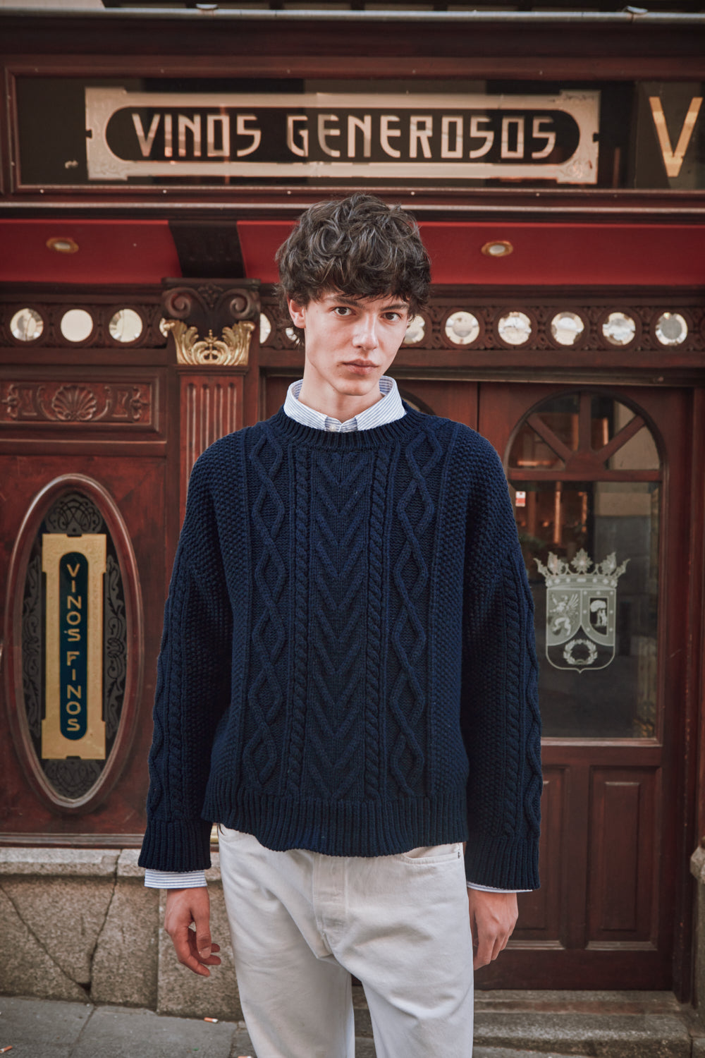 ROGER Irish Sweater for Men in Merino Wool - Navy | L'Envers