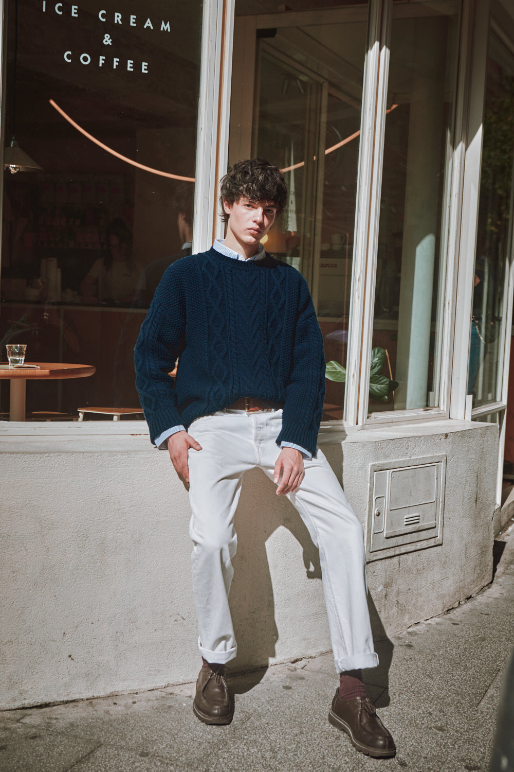 ROGER Irish Sweater for Men in Merino Wool - Navy
