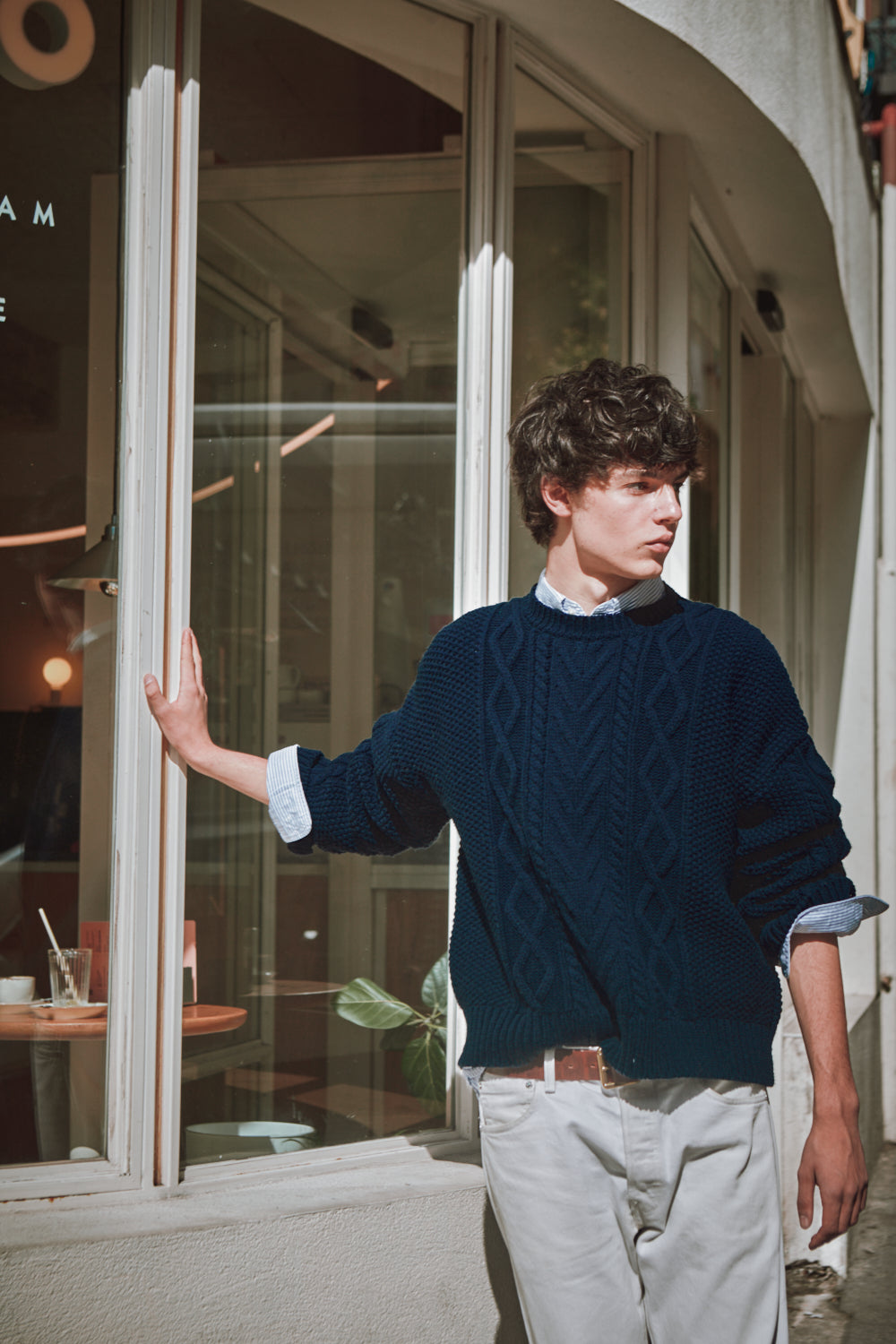 ROGER Irish Sweater for Men in Merino Wool - Navy | L'Envers