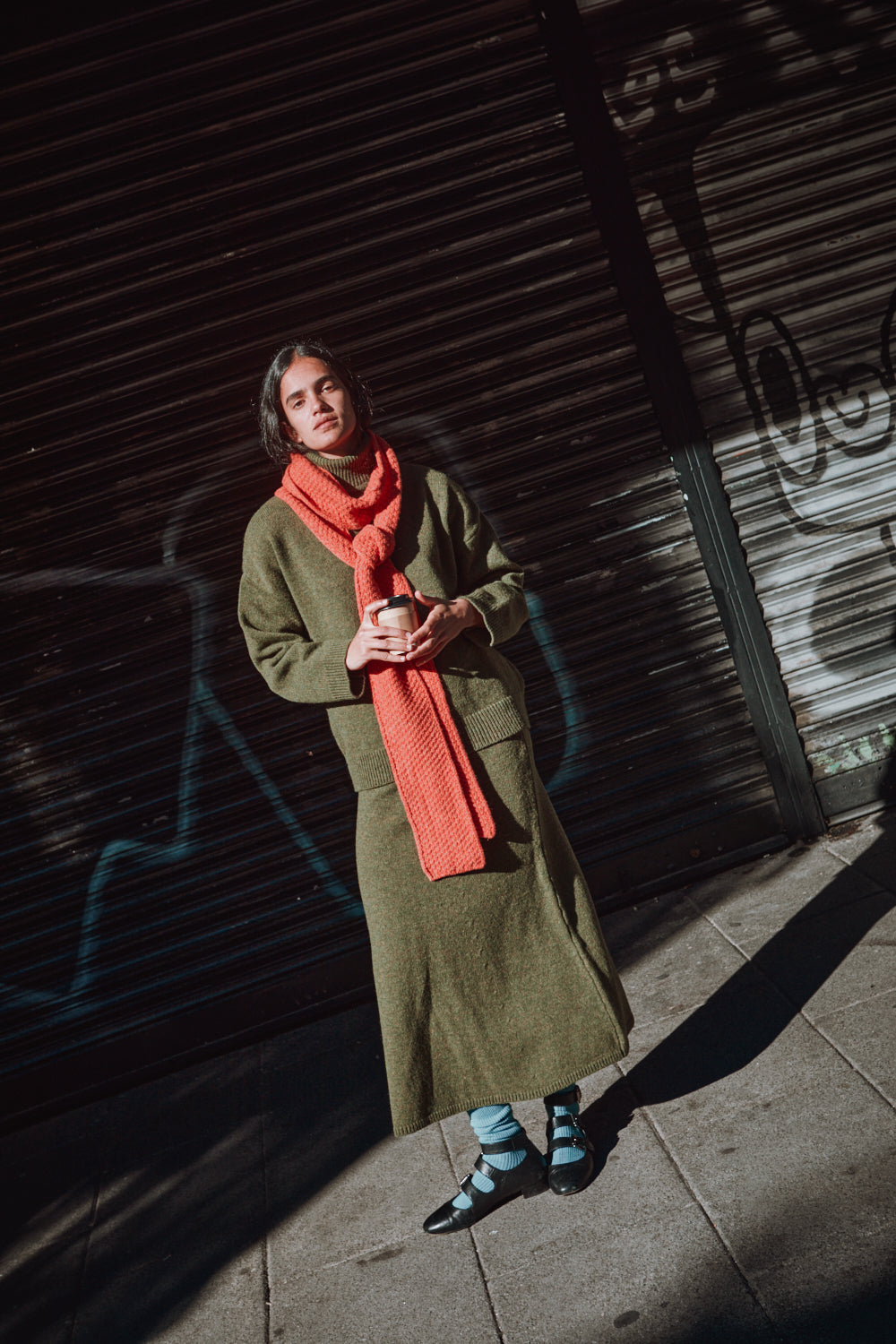 ROSALIE Thin Scarf in Merino Wool - Coral