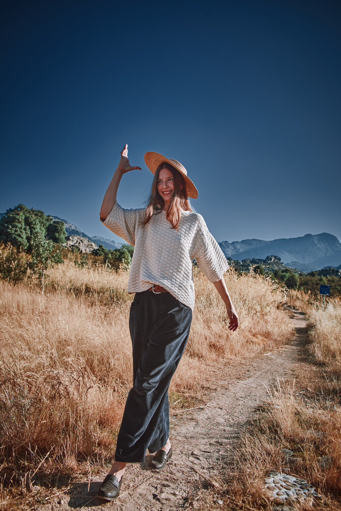 SIDONIE Basketweave-Knit Tee in Organic Cotton - Off-White