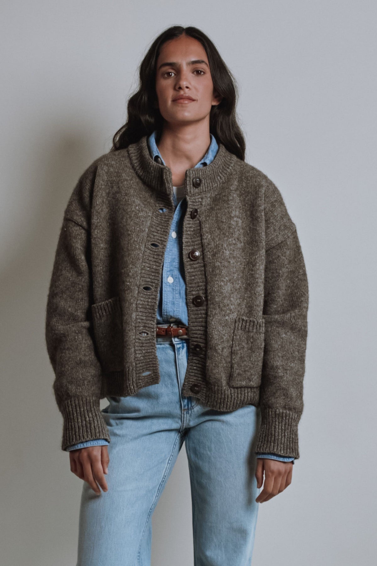 Cardigan SILKE en laine de yack - Marron