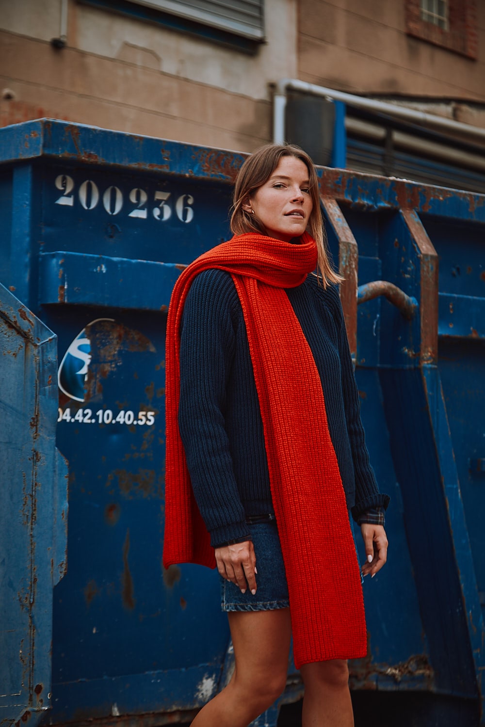 Écharpe CAMILLE en rouge - 100 % laine naturelle - L'Envers