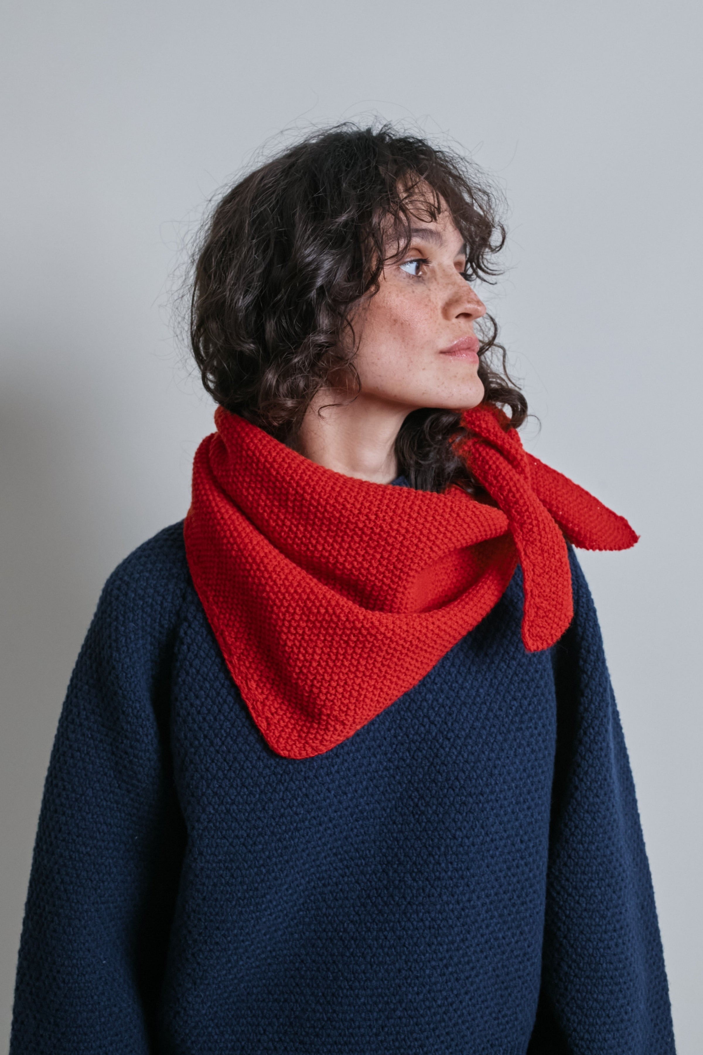 HORTENSE Bandana in Merino Wool - Red