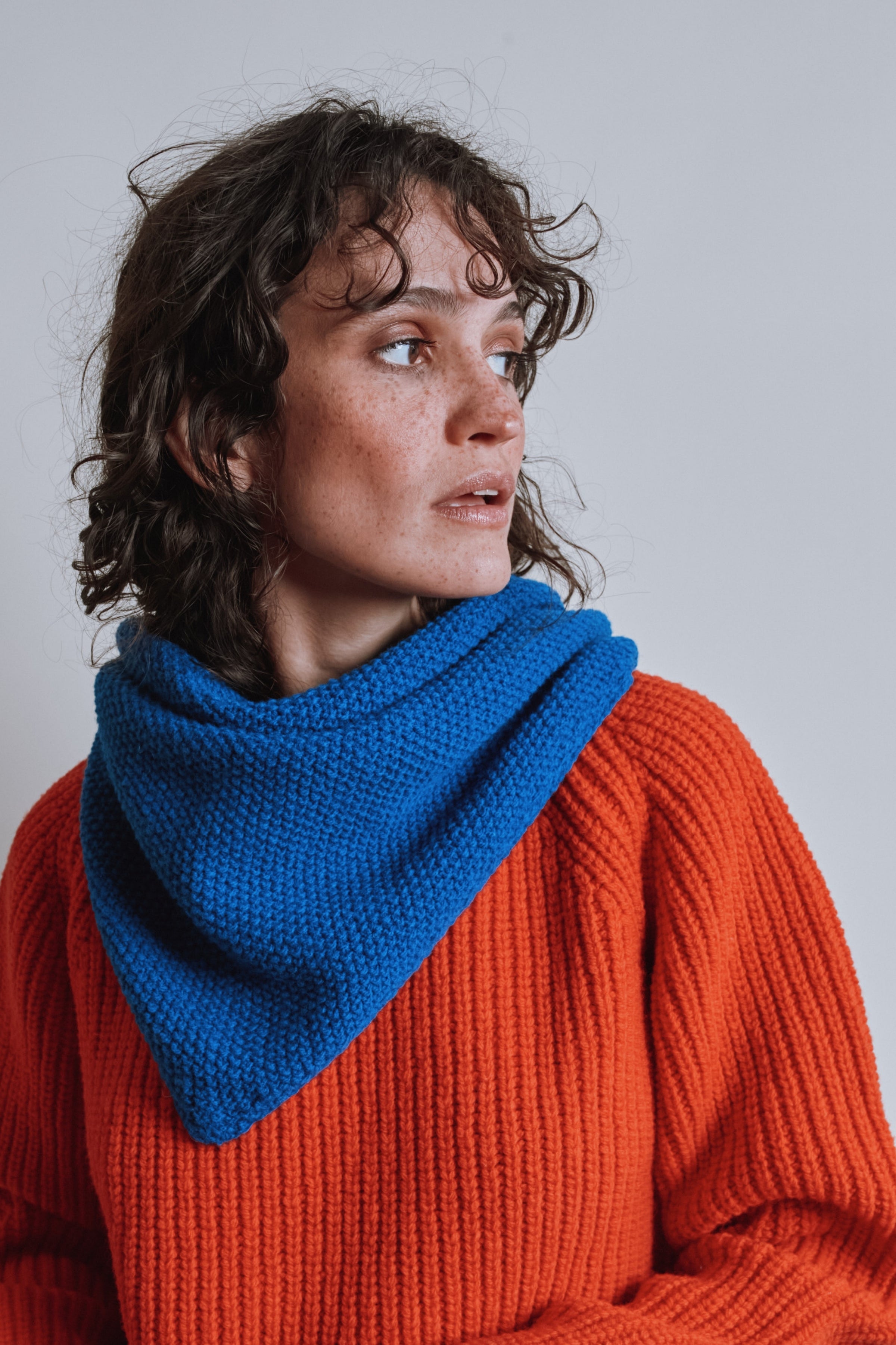 HORTENSE Bandana in Merino Wool - Cobalt Blue