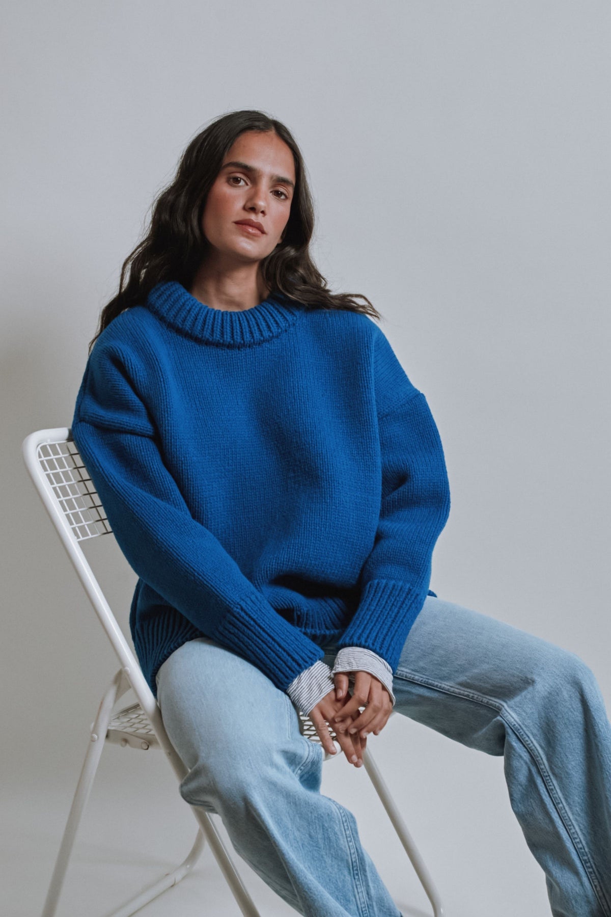STEPHANIE Oversize Sweater in Merino Wool - Cobalt Blue