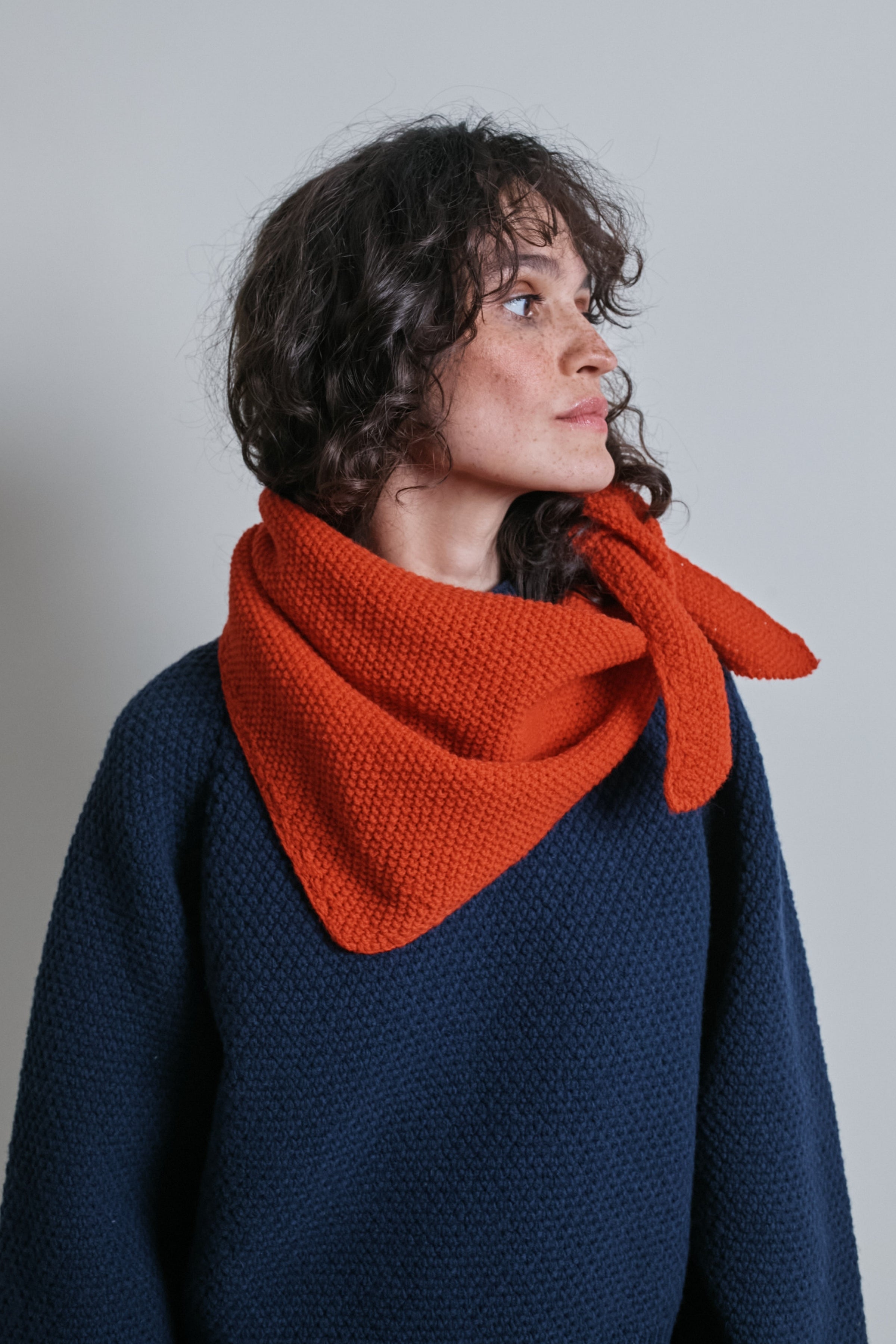 HORTENSE Bandana in Merino Wool - Burnt Orange