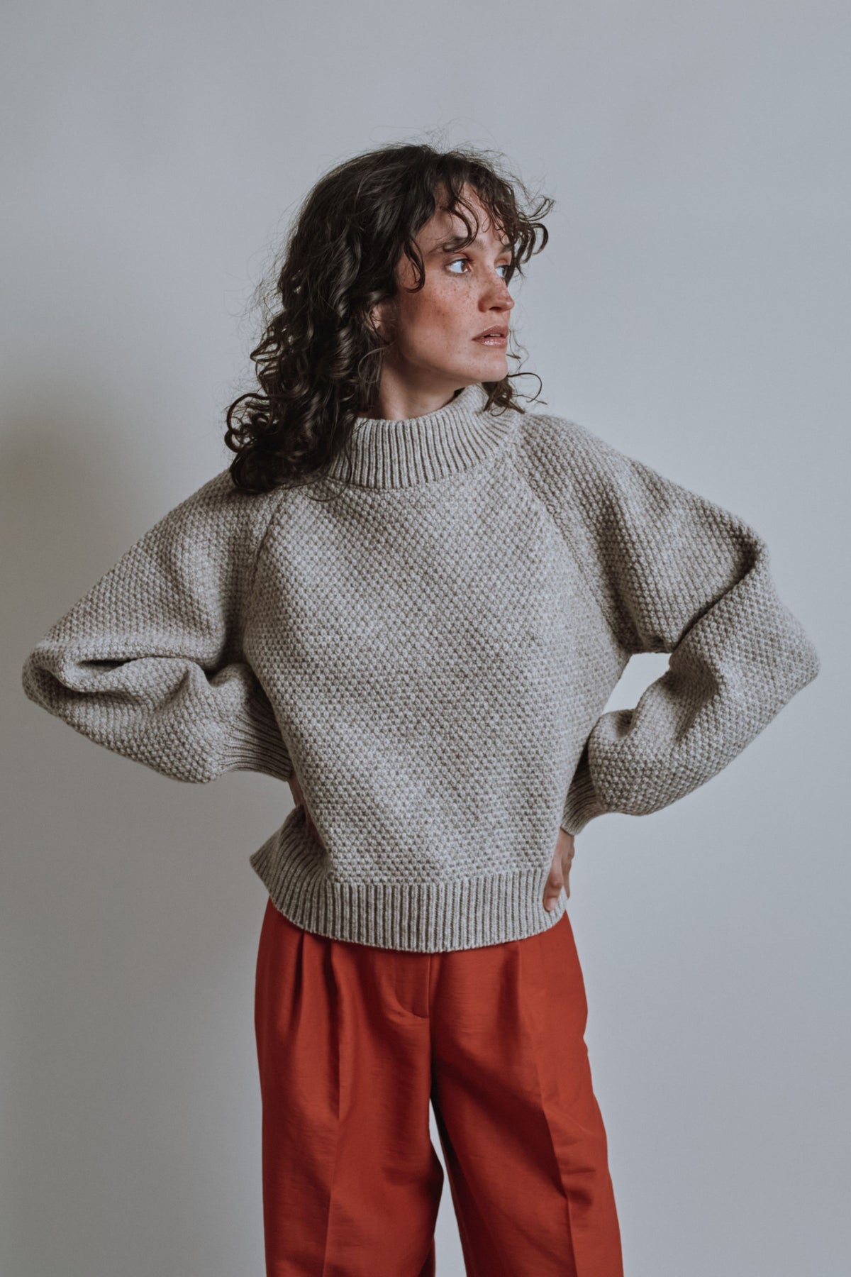 Pull à manches raglan VANESSA en laine mérinos - Beige