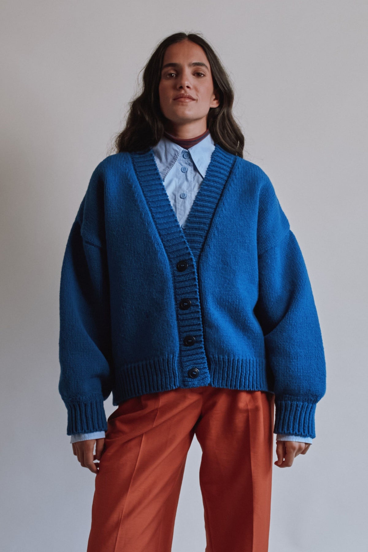 LUNA Batwing Cardigan in Merino Wool - Cobalt Blue
