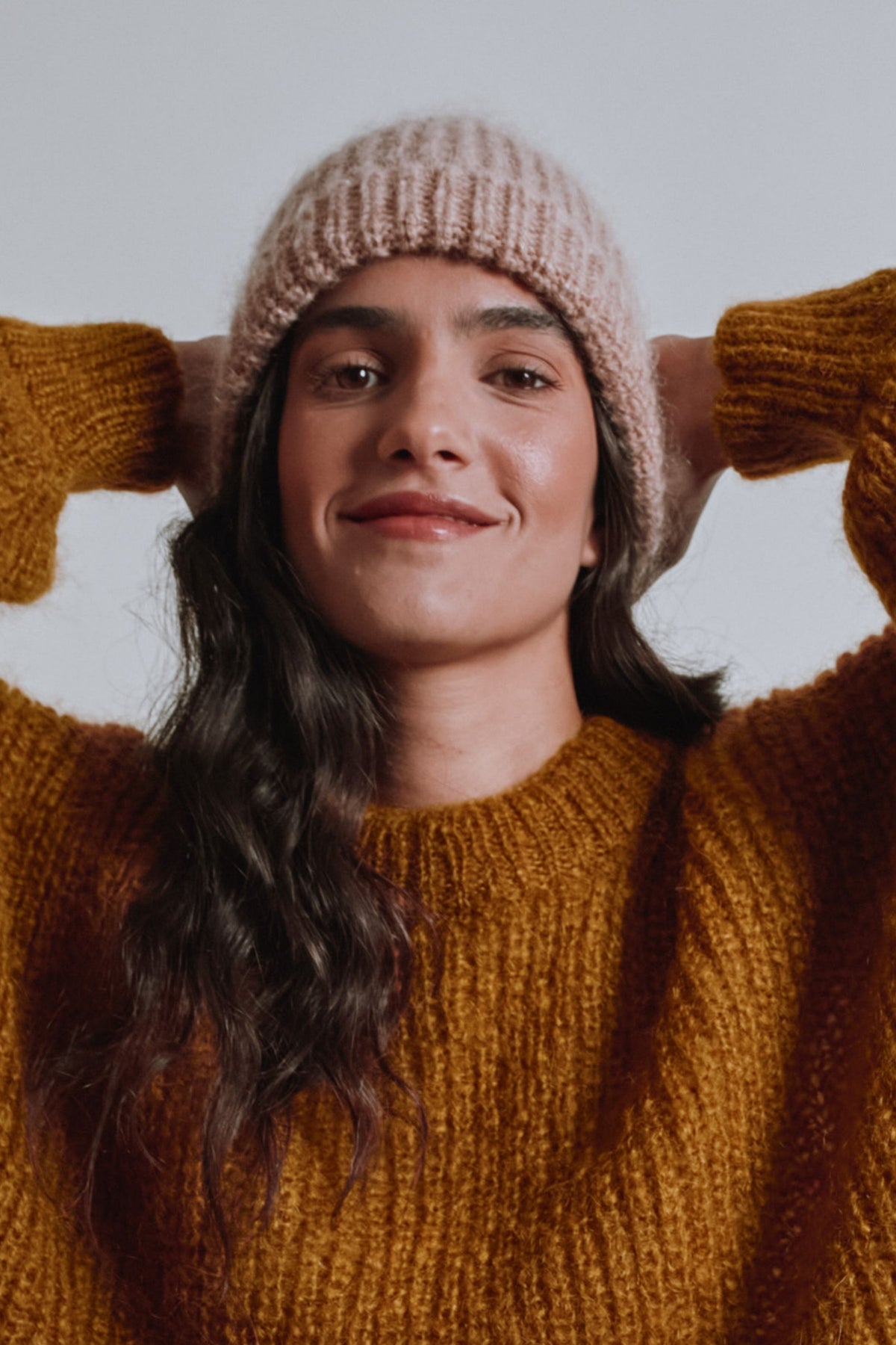 PAUL Beanie in Merino-Mohair Wool - Light Pink