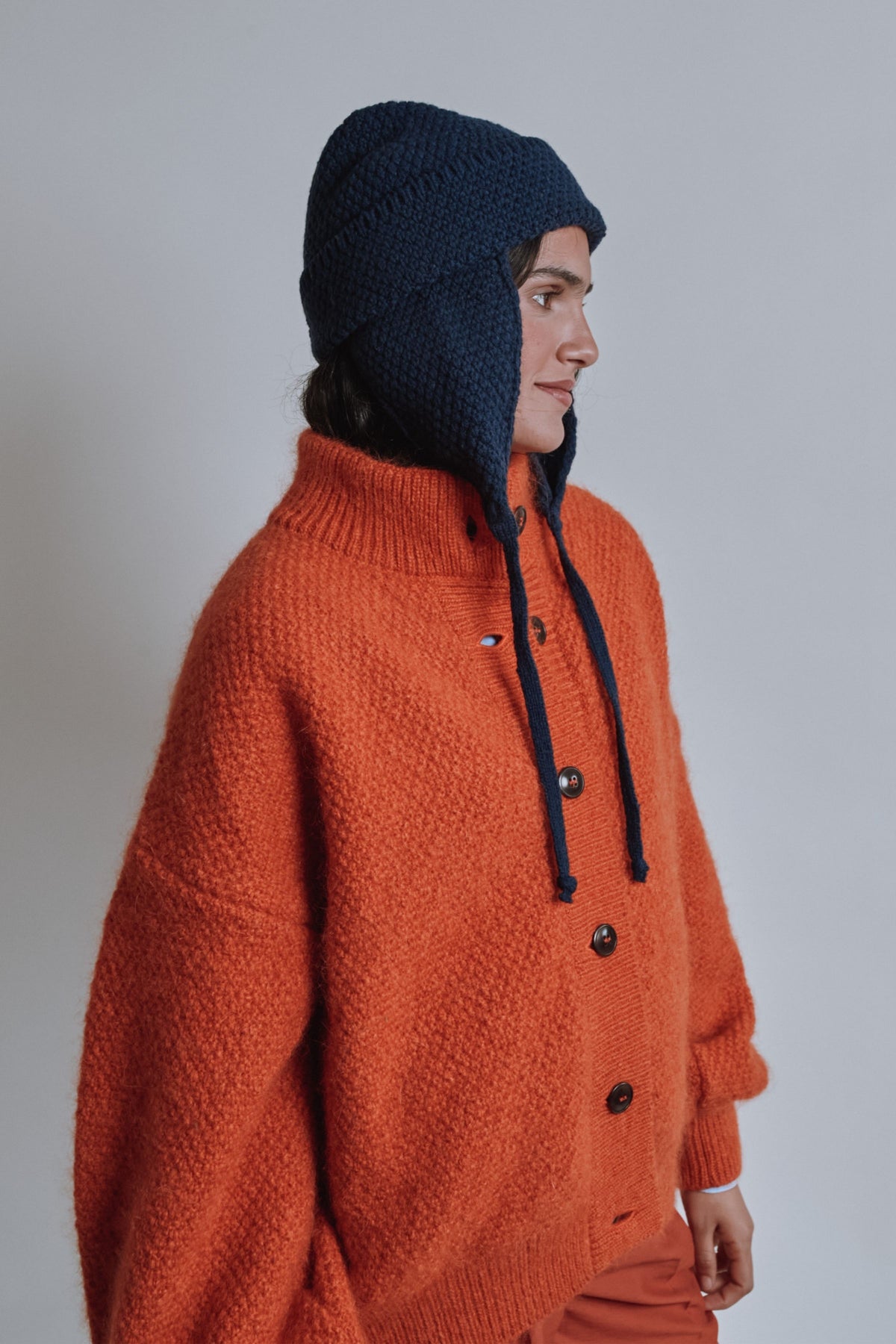 GEORGE High-Neck Jacket in Merino-Mohair Wool - Burnt Orange