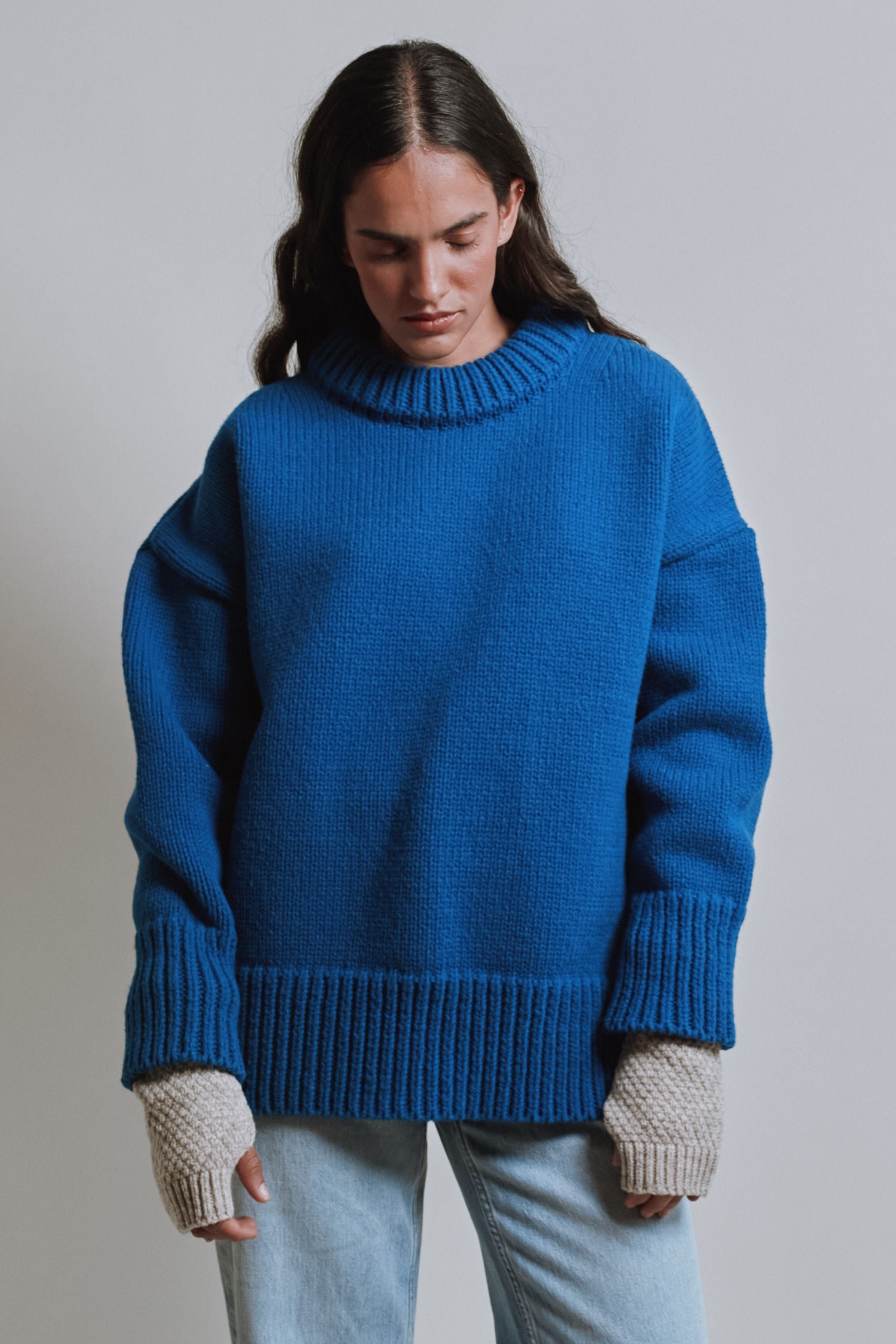 STEPHANIE Oversize Sweater in Merino Wool - Cobalt Blue