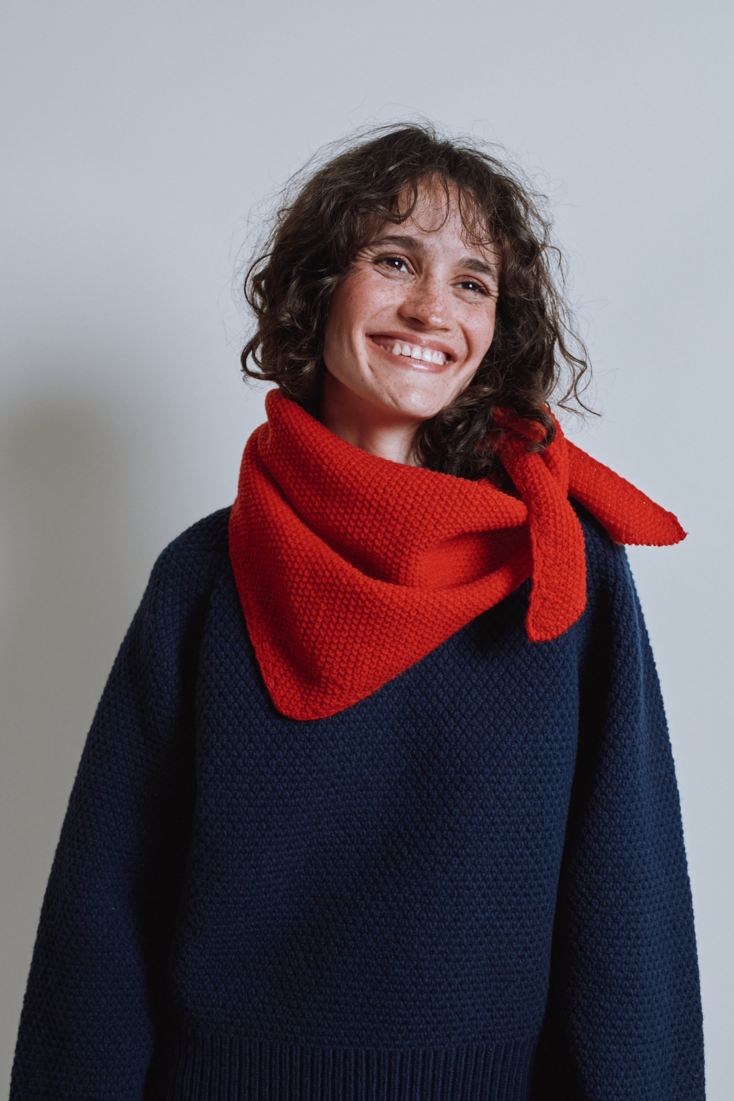 HORTENSE Bandana in Merino Wool - Red