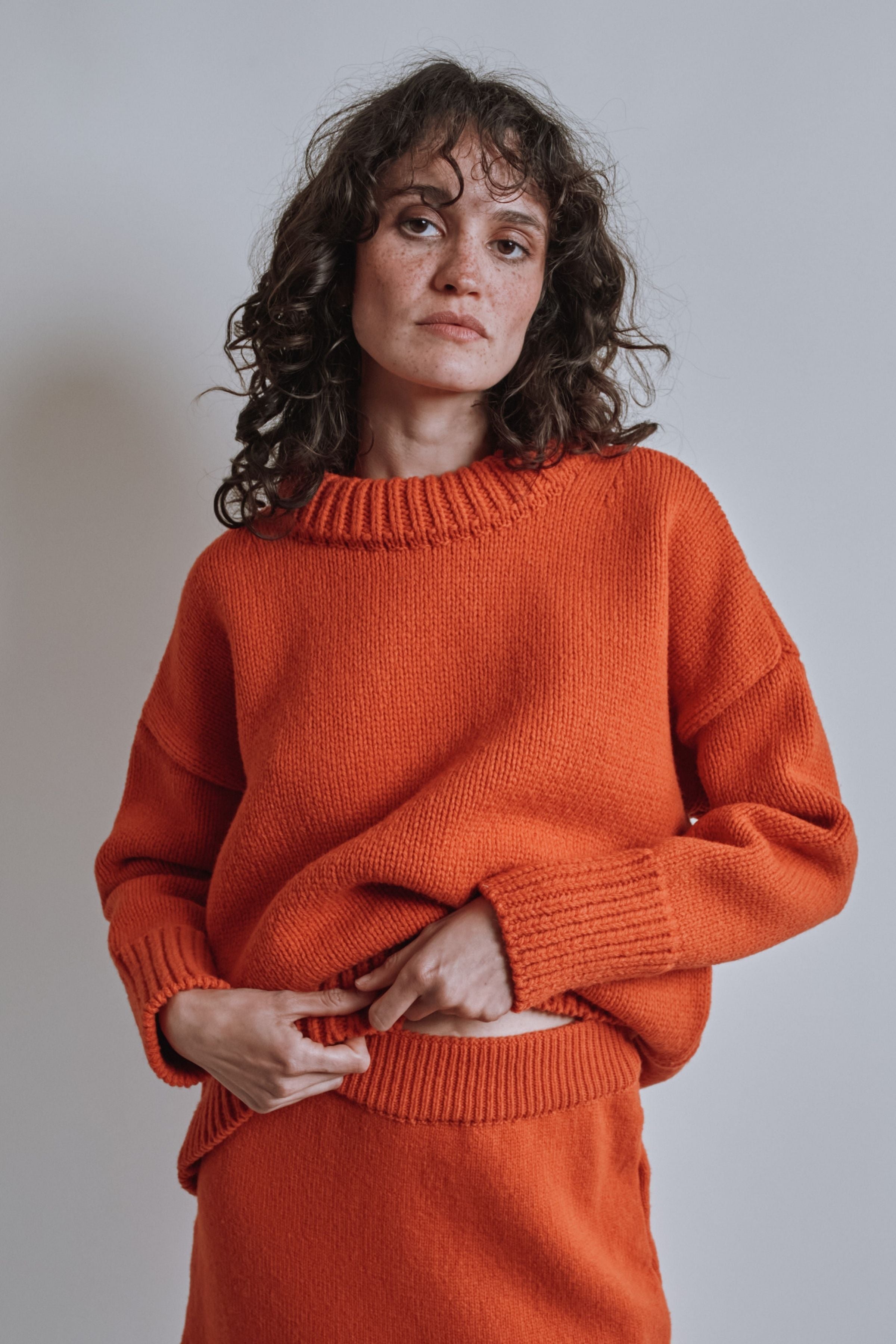 STEPHANIE Oversize Sweater in Merino Wool - Burnt Orange