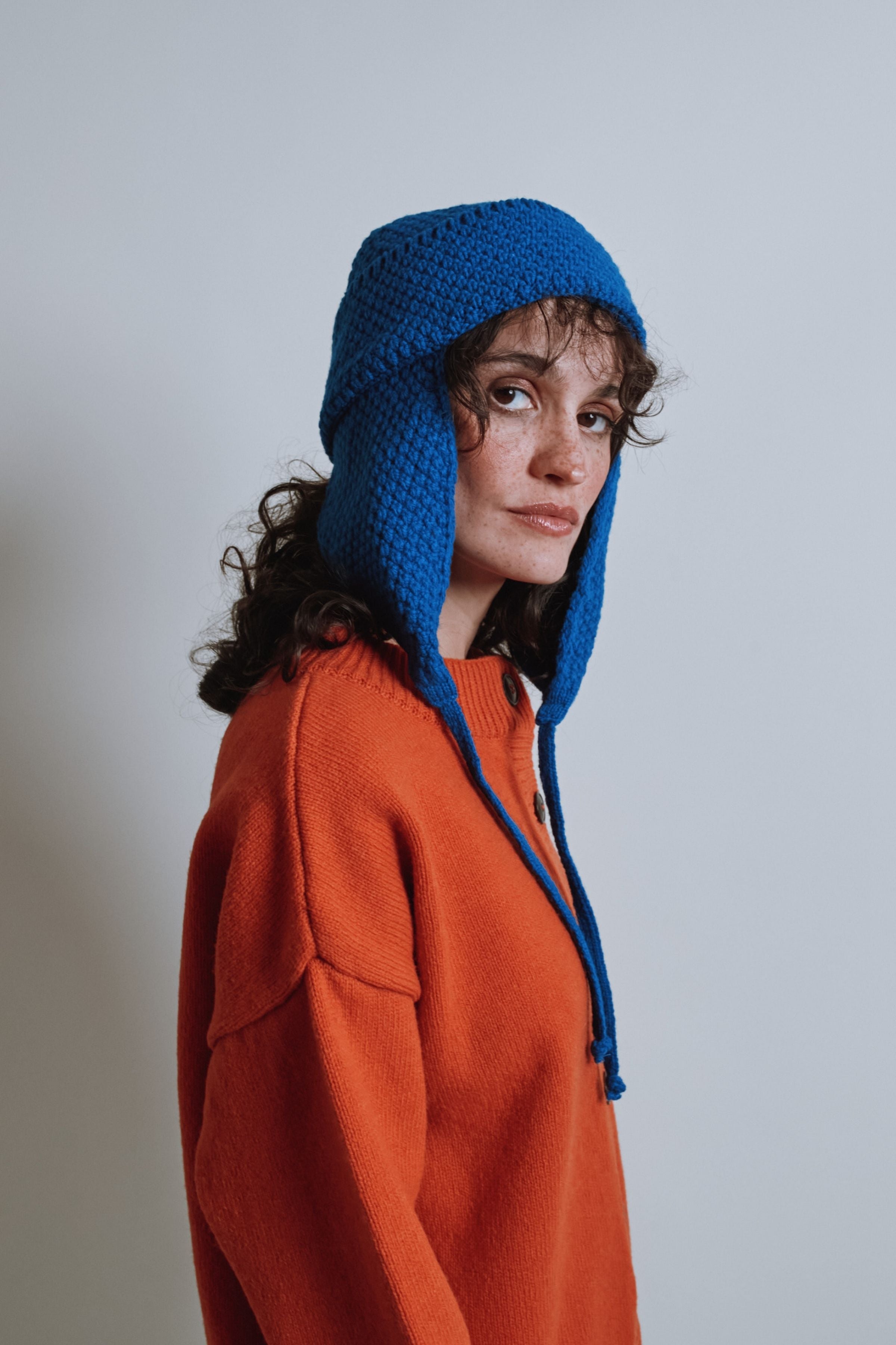 GERONIMO Ear Flap Beanie in Merino Wool - Cobalt Blue