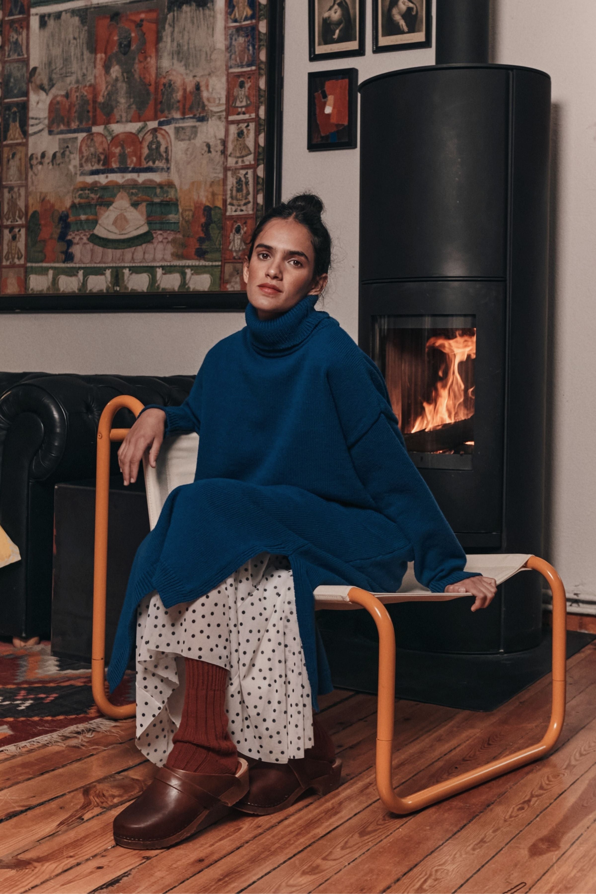 Robe en maille FREYA en laine mérinos - Bleu cobalt