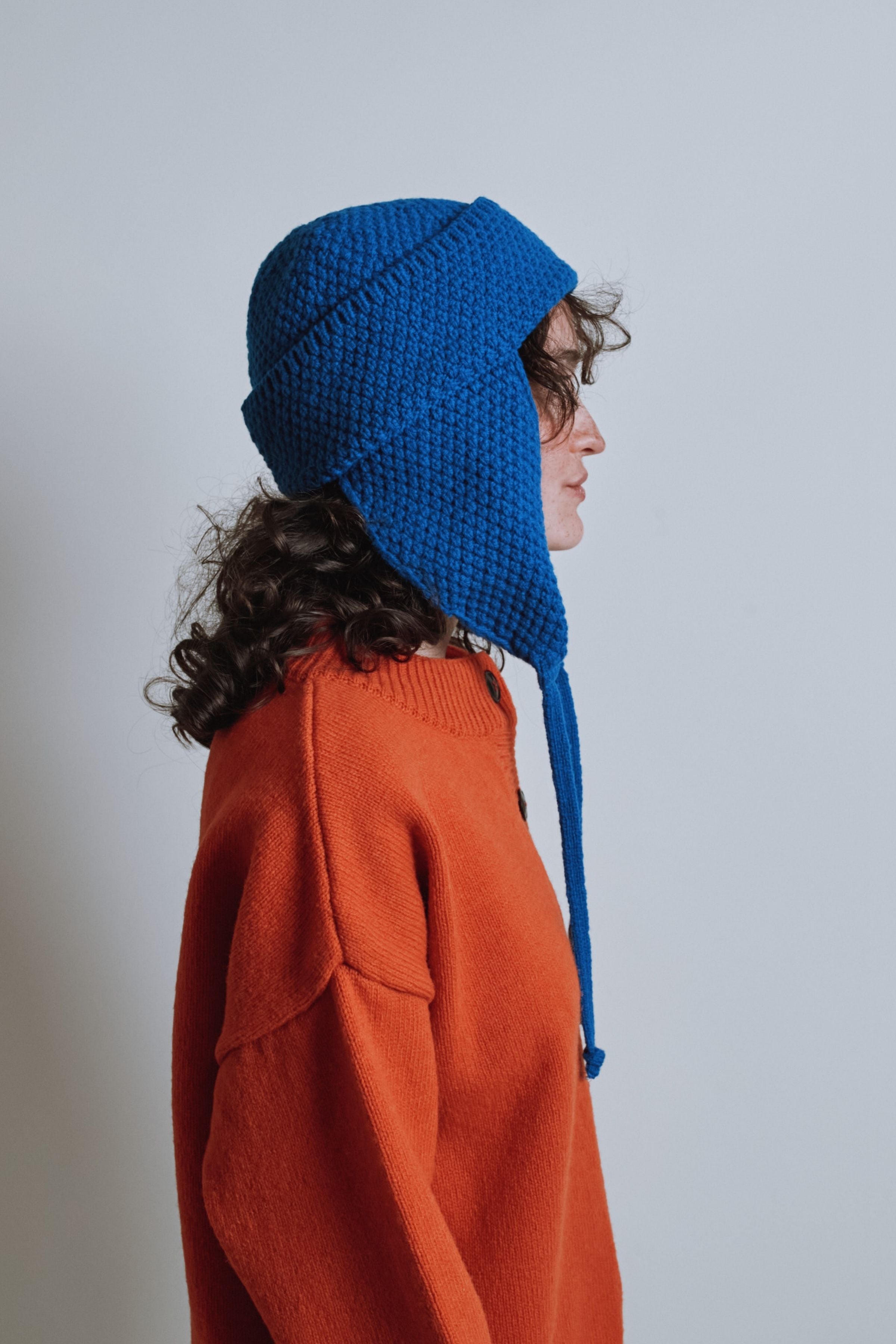 GERONIMO Ear Flap Beanie in Merino Wool - Cobalt Blue