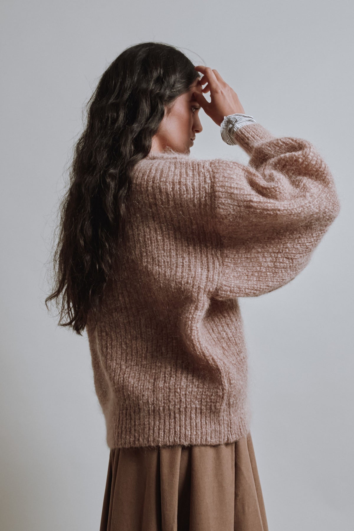 LUCIE Batwing Sweater in Mohair Wool - Light Pink