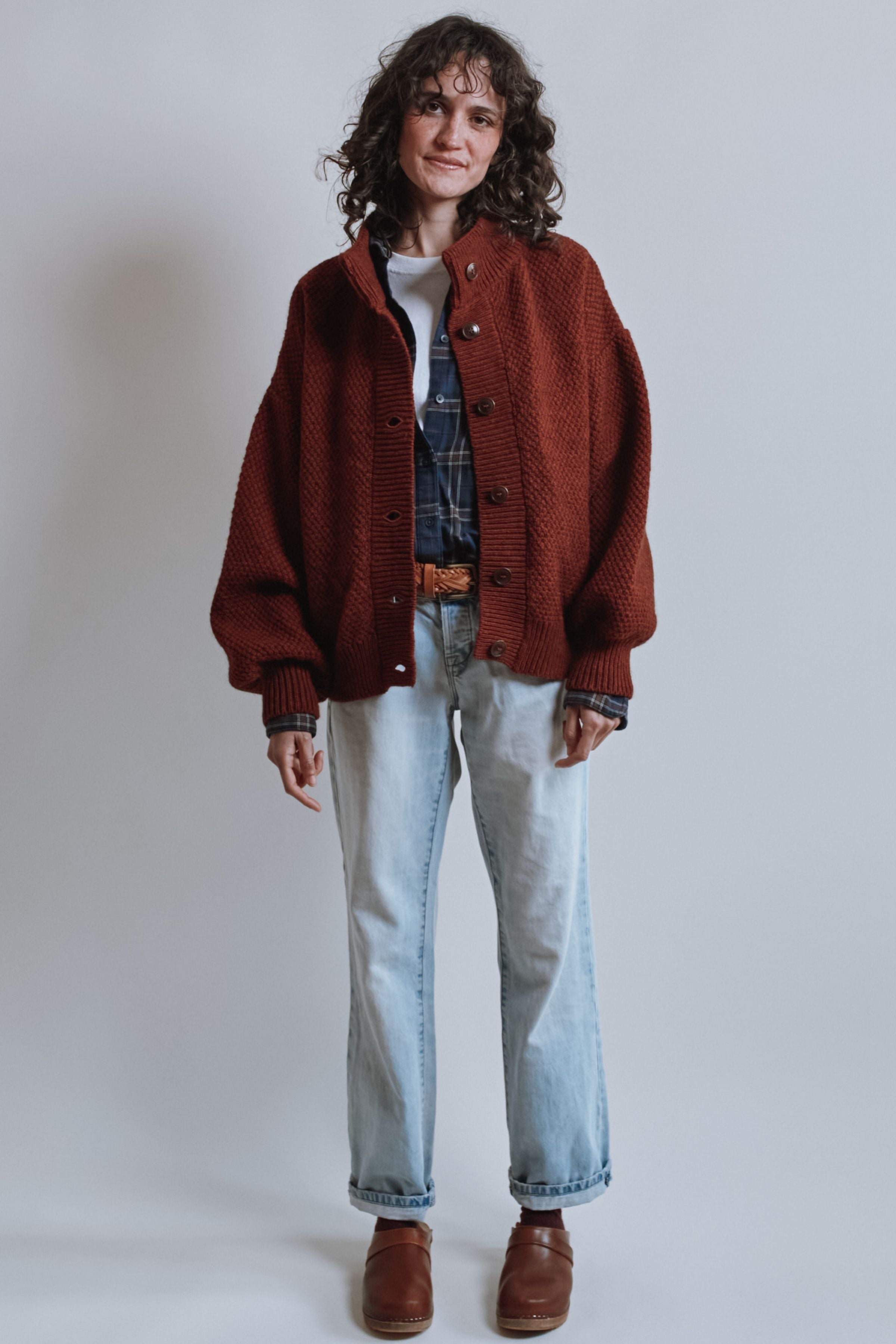 Veste à col montant GEORGE en laine yack- Brique