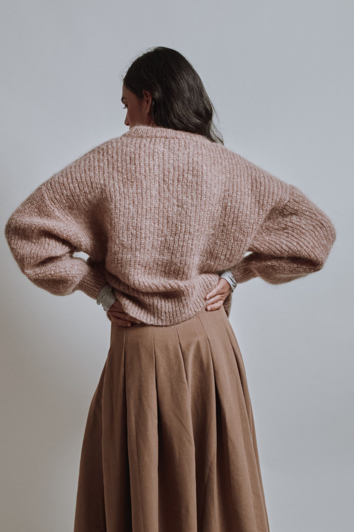 LUCIE Batwing Sweater in Mohair Wool - Light Pink