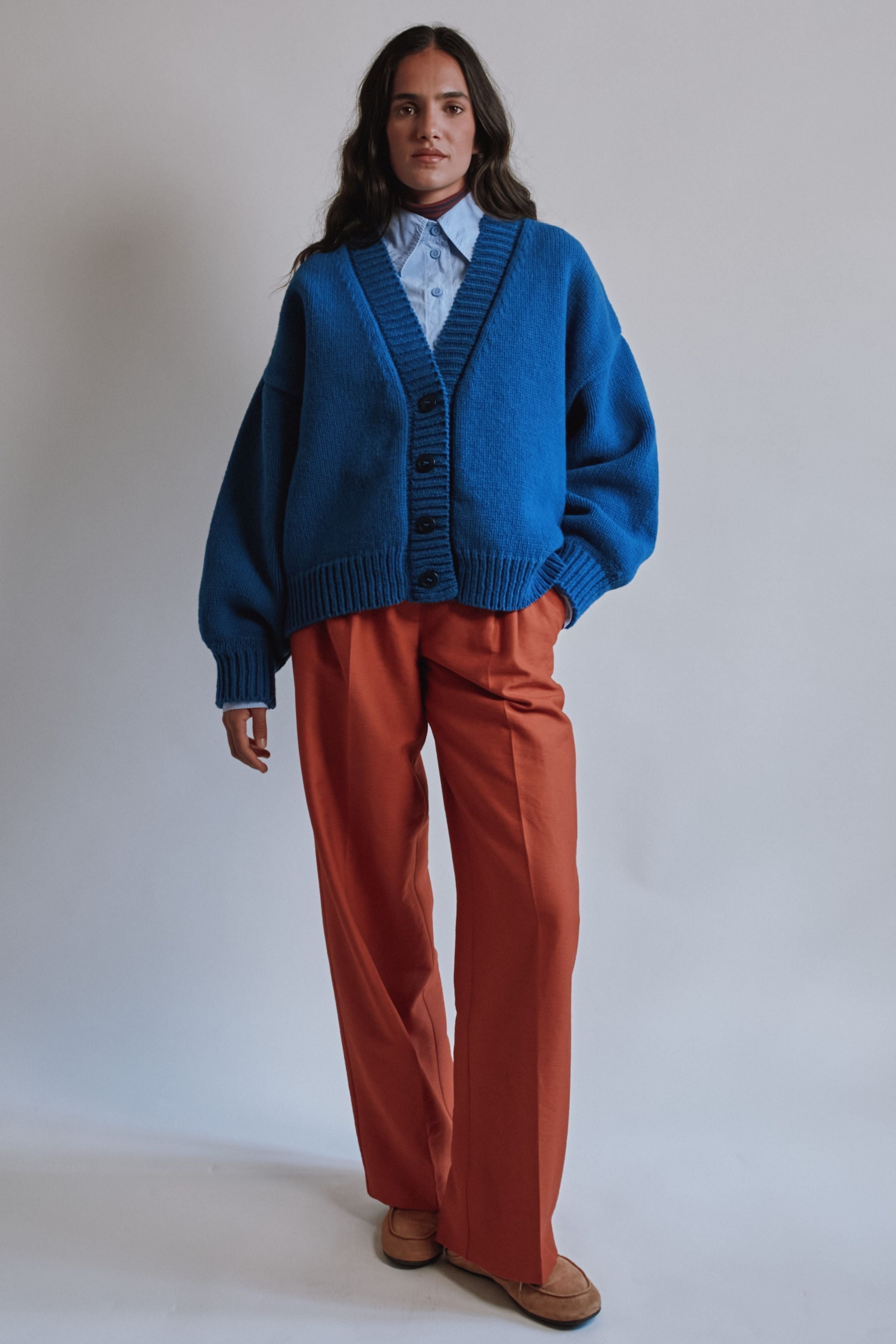 LUNA Batwing Cardigan in Merino Wool - Cobalt Blue