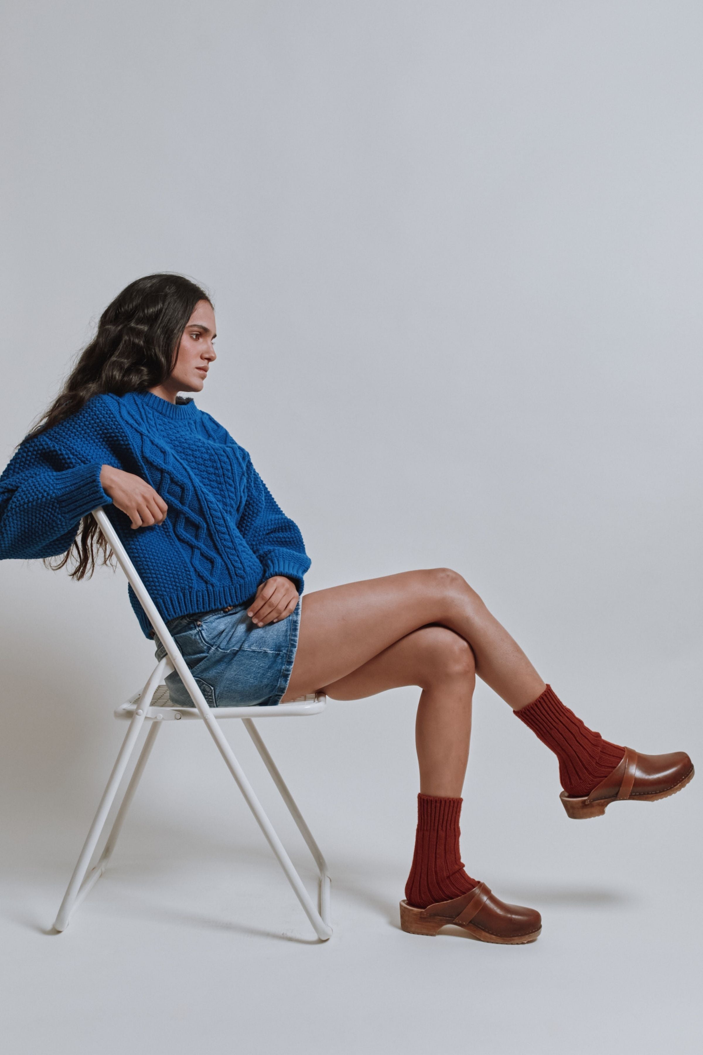 BERTHE Chaussettes en laine - Brique