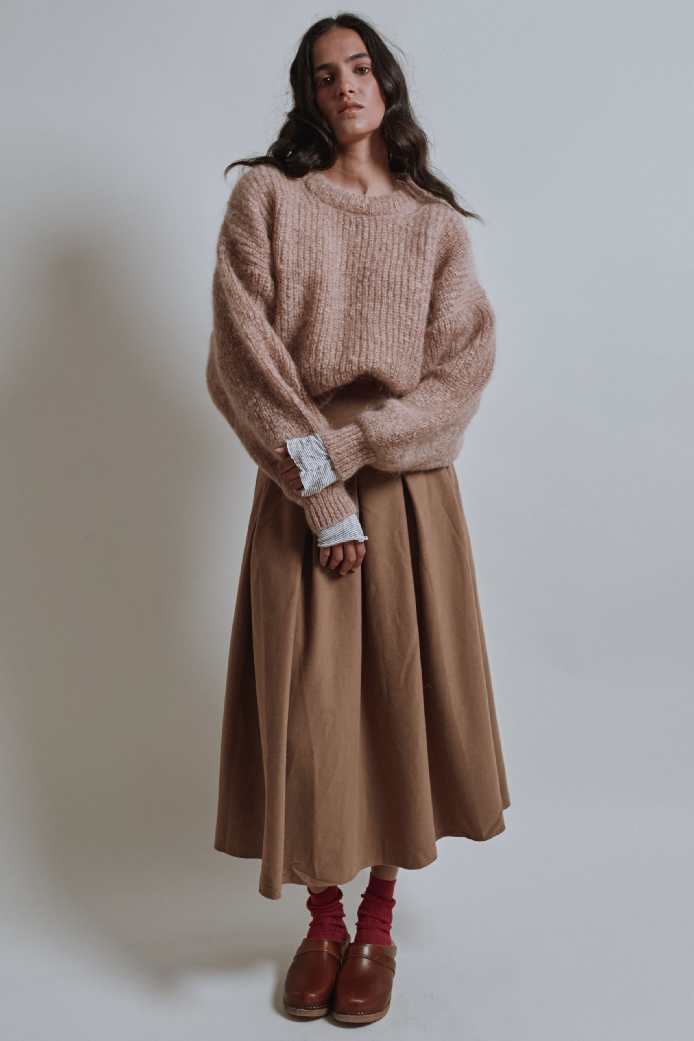 LUCIE Batwing Sweater in Mohair Wool - Light Pink