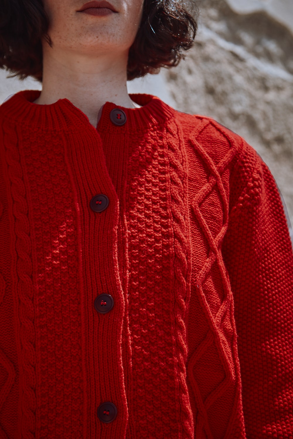 SONIA Cardigan in Red - 100% Cruelty Free Merino Wool | L'Envers