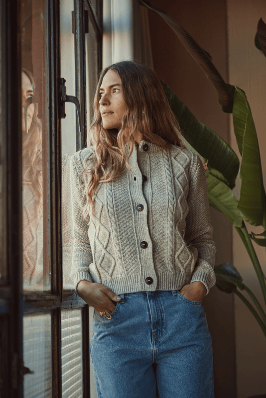 Double Collar Rib Knit Fitted Sweater