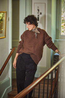 STEPHANIE Sweater - 100% Cruelty Free Merino Wool in chocolate - Spanish Merino Wool sweater - L'Envers