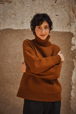  THERESE Sweater - 100% Cruelty Free Merino Wool in Amber Spanish Merino Wool sweater - L'Envers