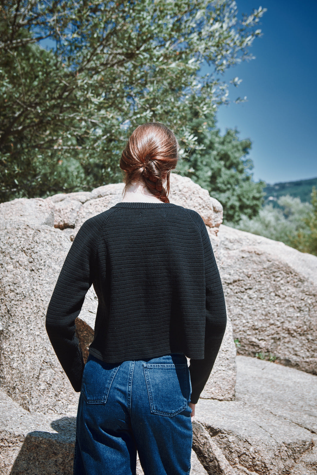 VALÉRIE Cropped Cardigan in Organic Cotton - Black