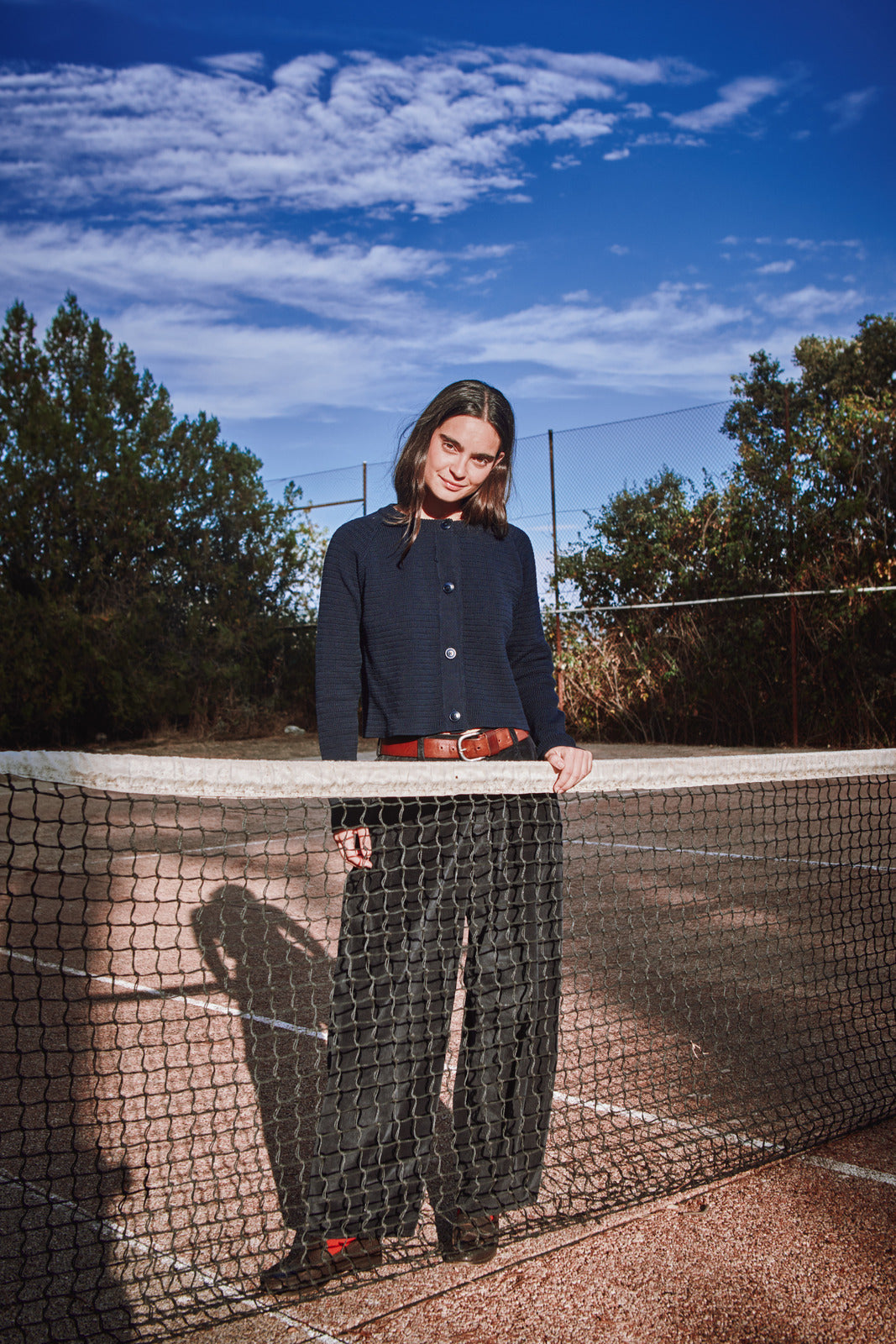 VALÉRIE Cropped Cardigan in Organic Cotton - Navy Blue