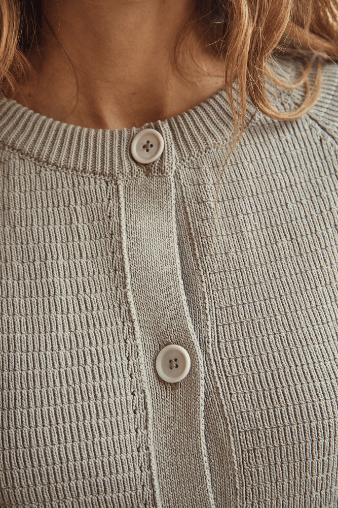 VALERIE 100% Organic Cotton Cardigan in pearl grey - L'Envers