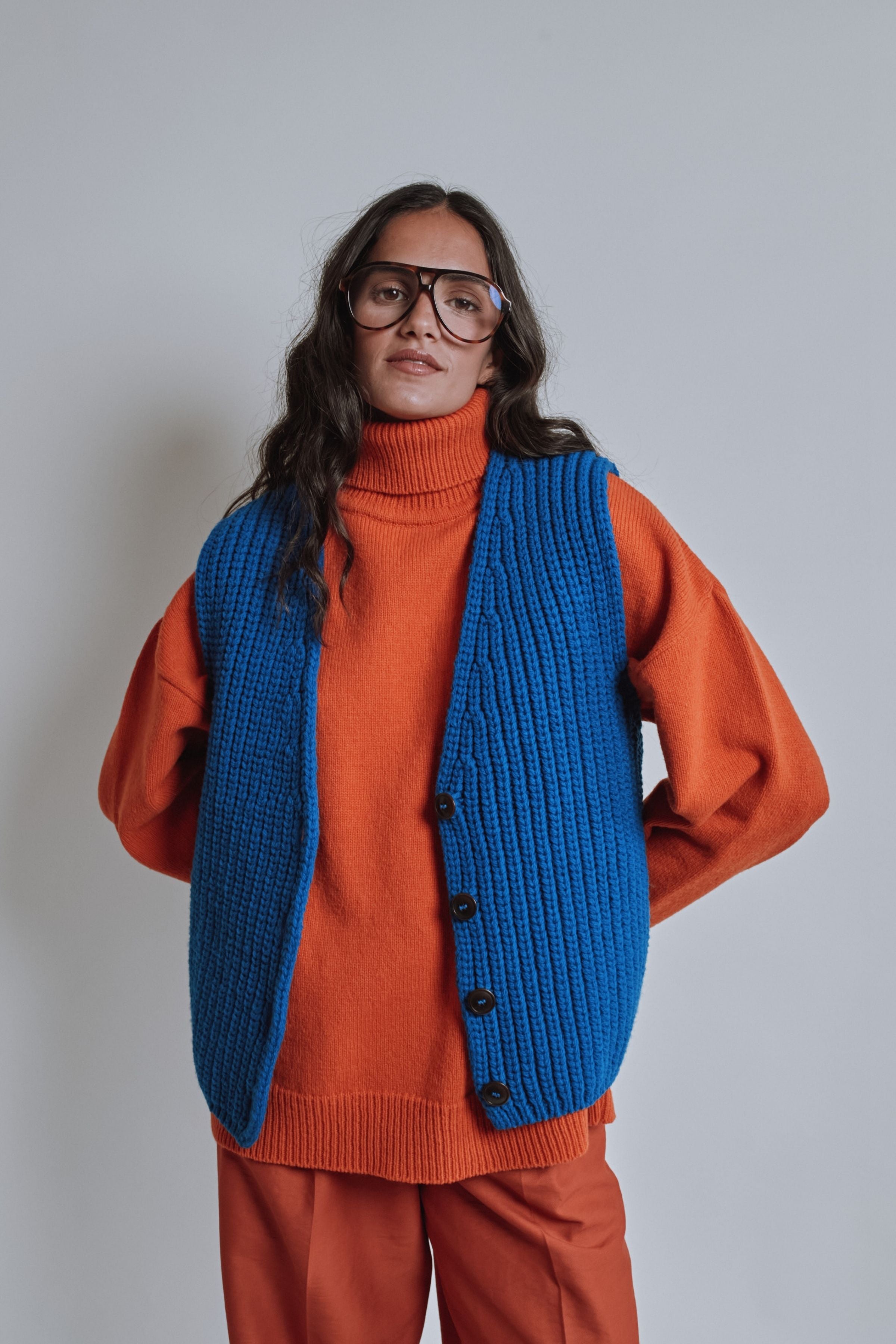 VERA Sleeveless Vest in Merino Wool - Cobalt Blue