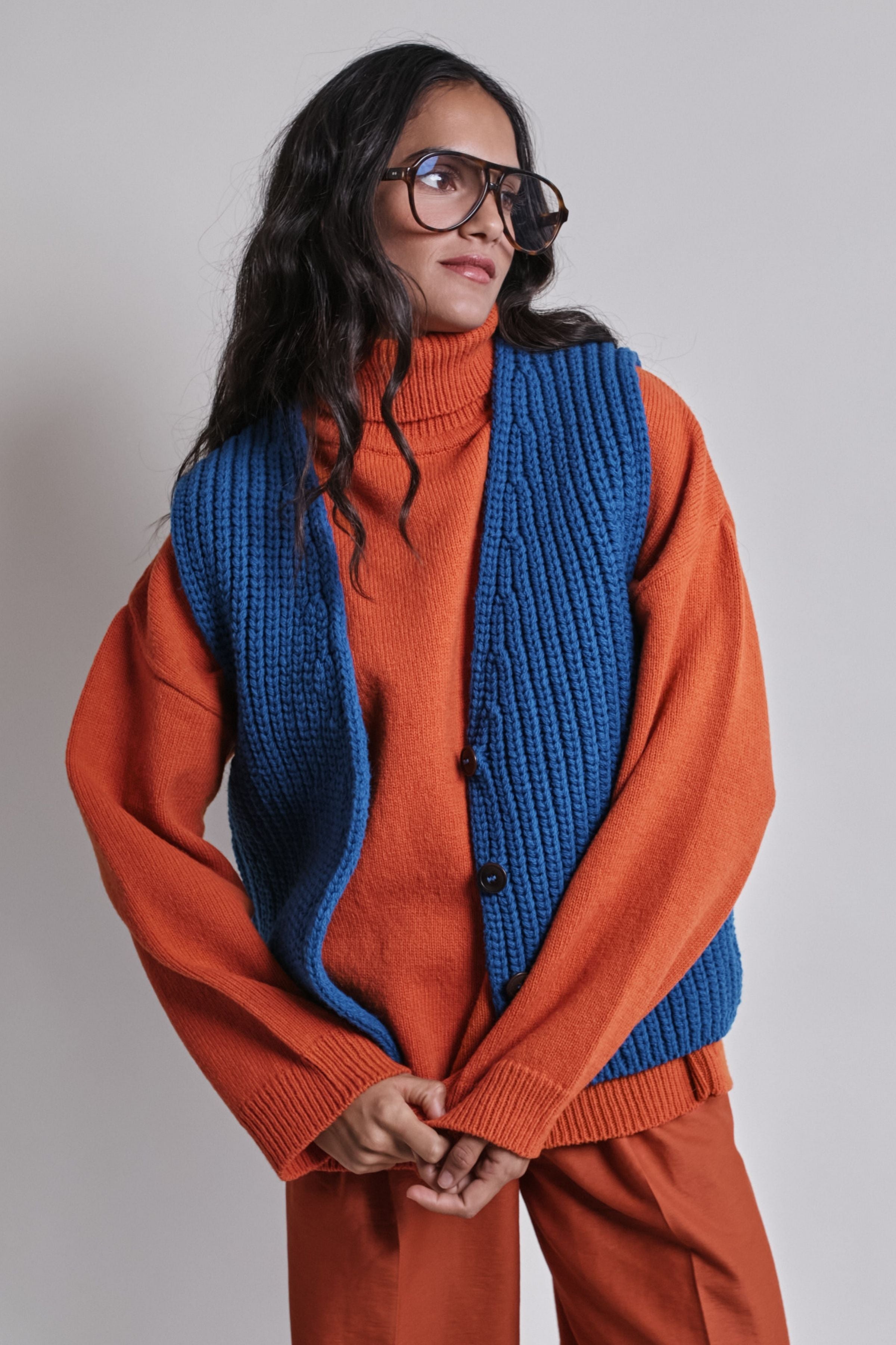 VERA Sleeveless Vest in Merino Wool - Cobalt Blue