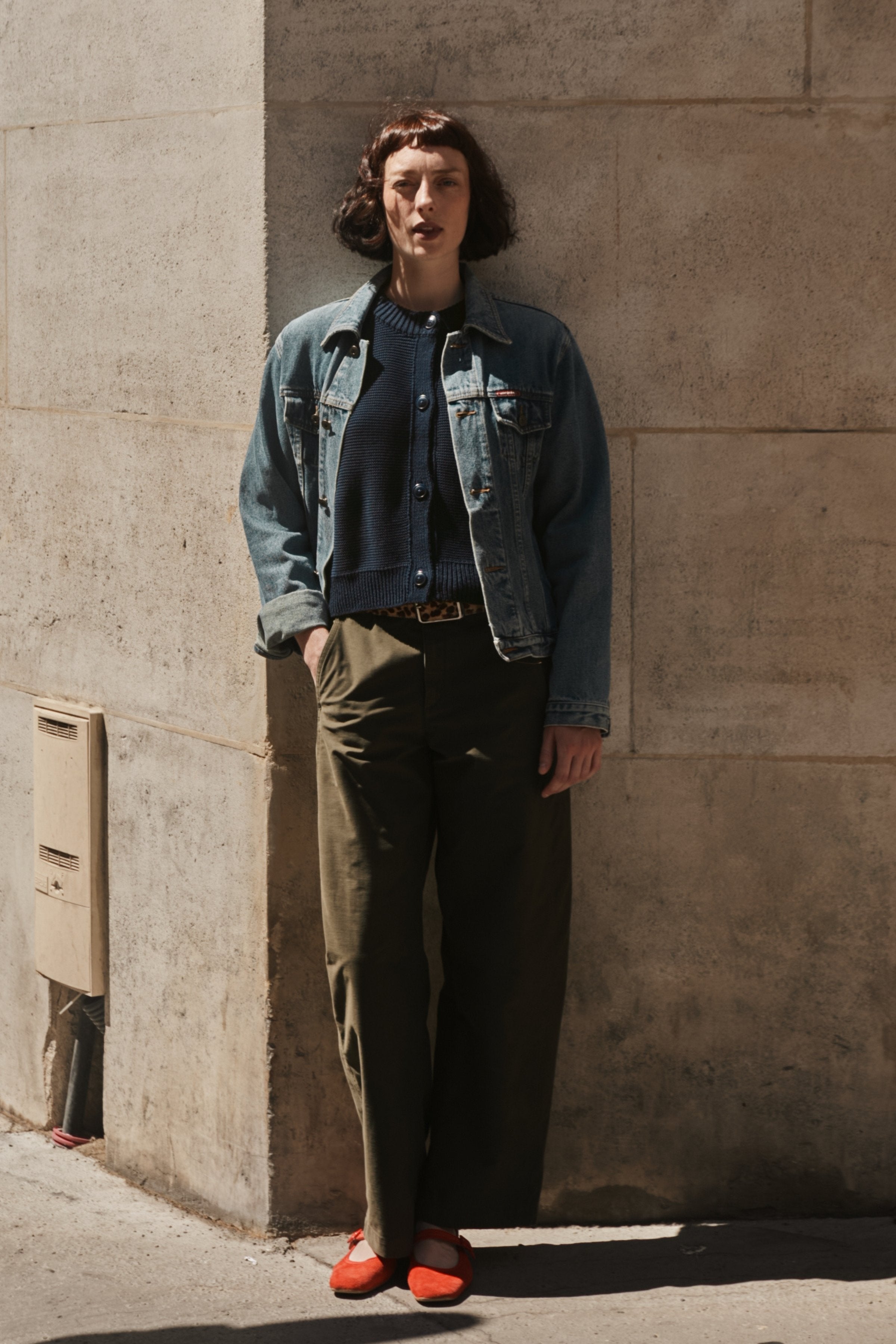 CLARISSE Cardigan à manches courtes en coton biologique - Bleu marine