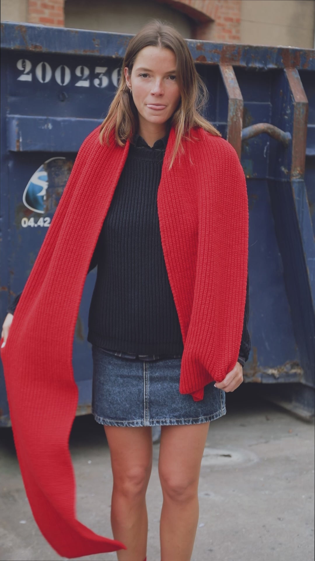 Écharpe CAMILLE en rouge - 100 % laine naturelle - L'Envers